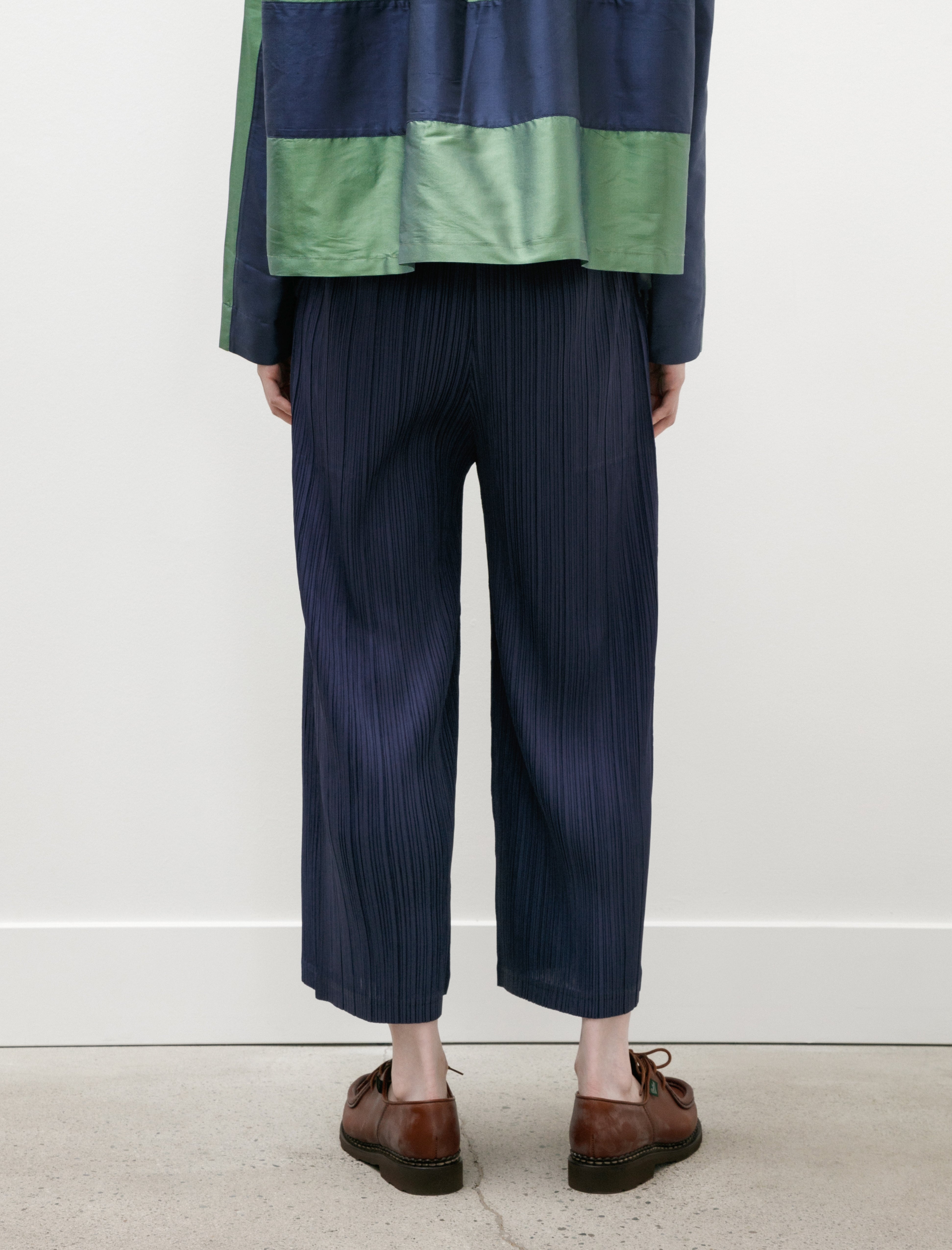 Pleats Please by Issey Miyake Thicker Bottoms Straight Pants Navy