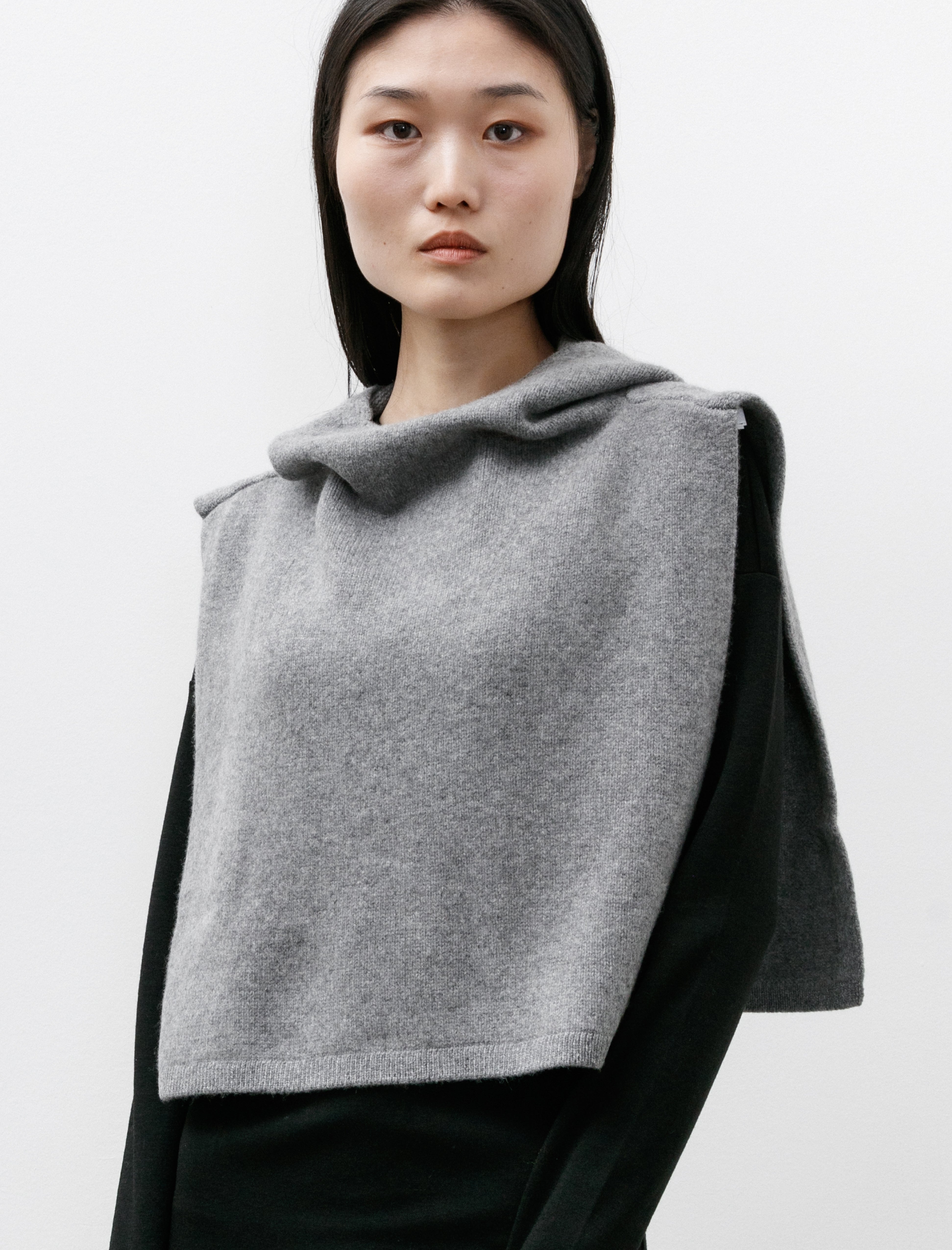 Totême Wool Cashmere Hoodie Bib Grey Mélange