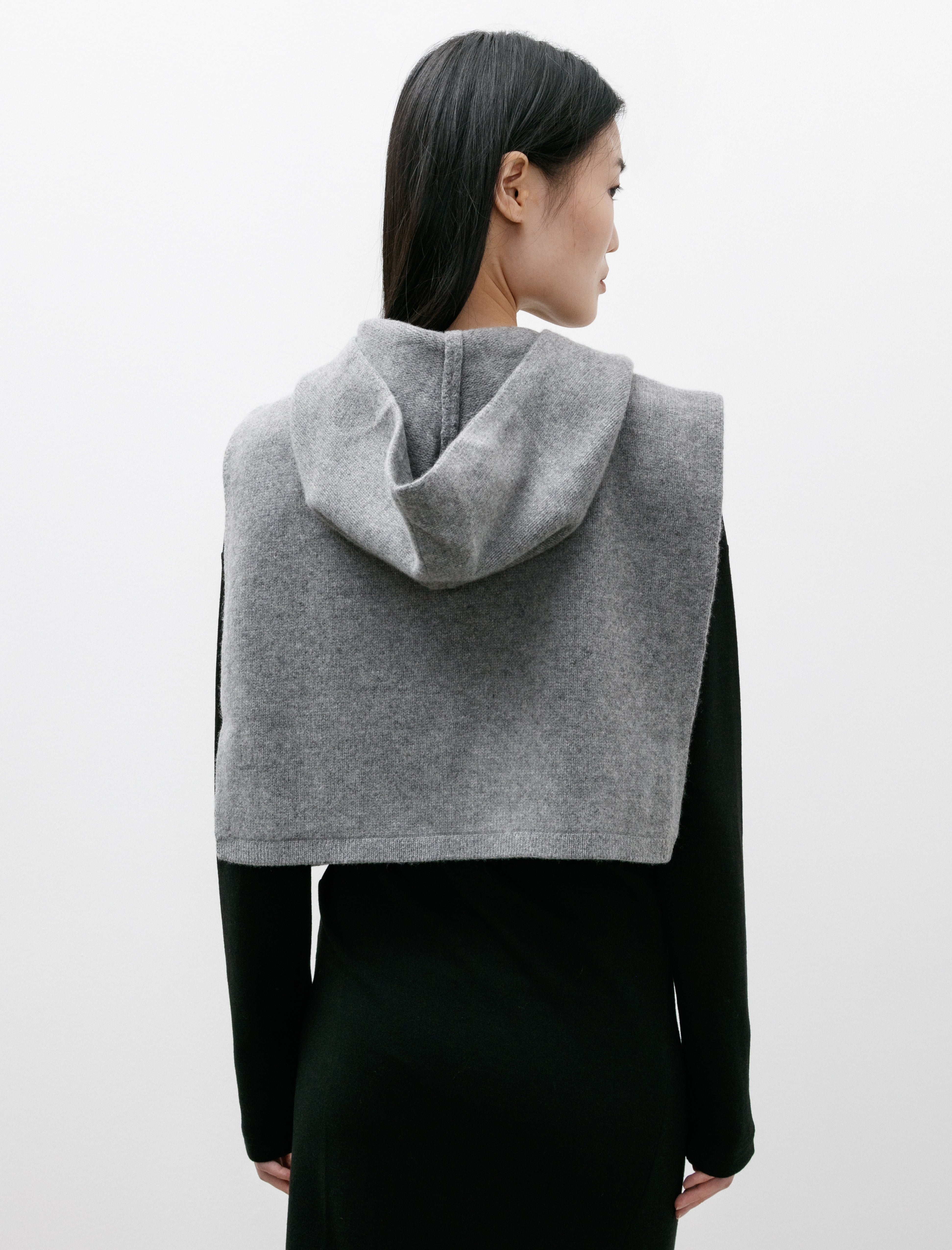 Totême Wool Cashmere Hoodie Bib Grey Mélange