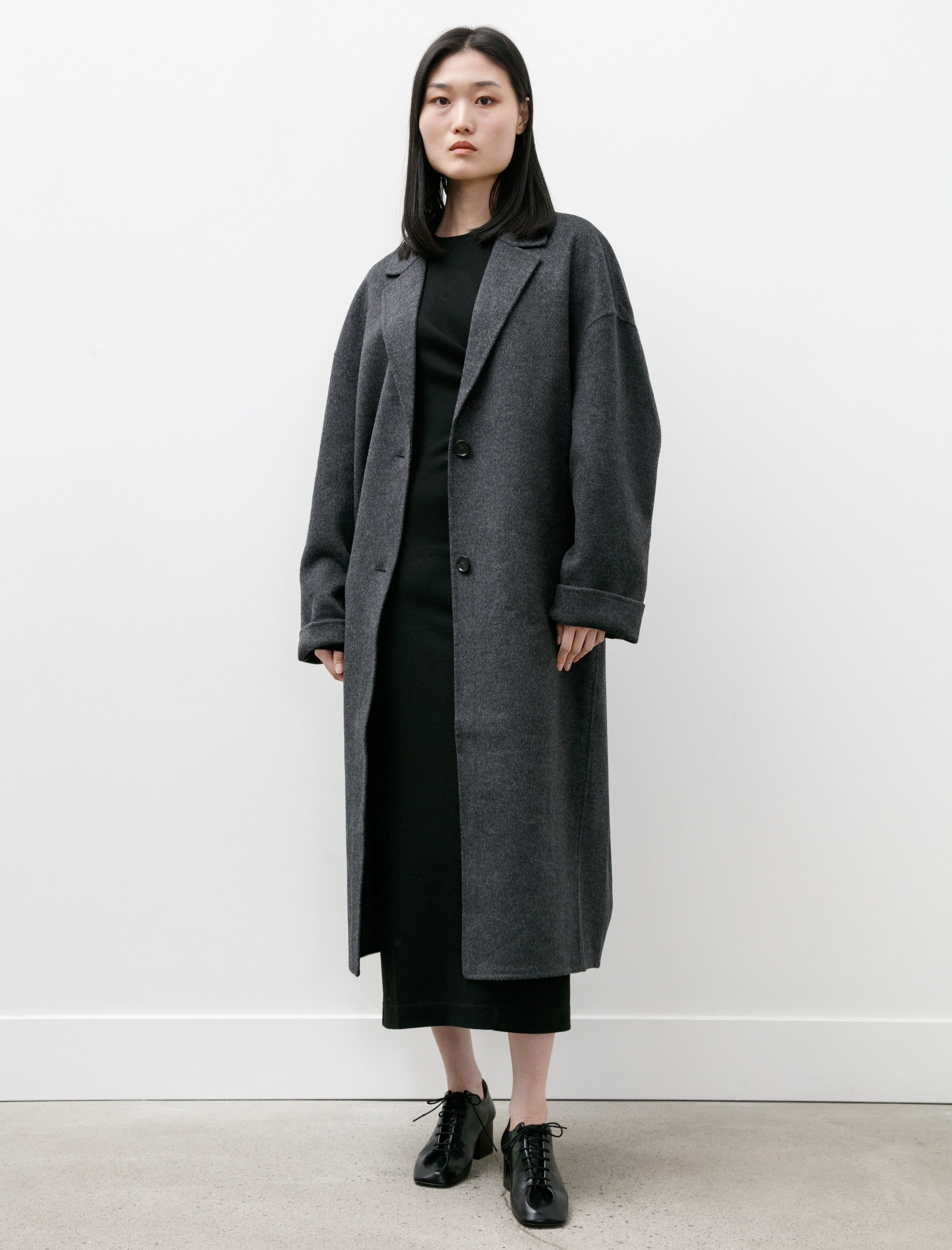 Totême Doublé Cocoon Coat Charcoal Mélange