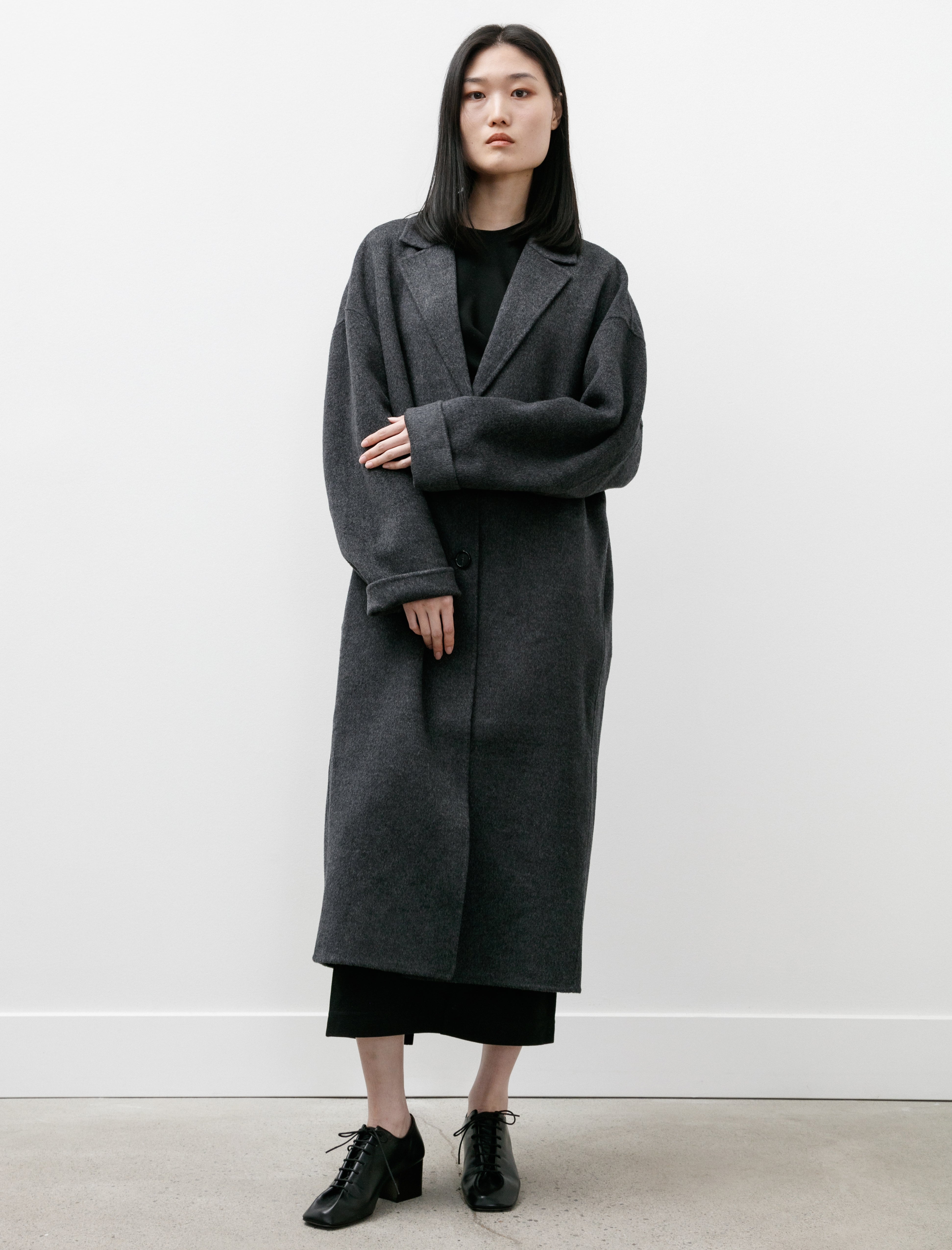 Totême Doublé Cocoon Coat Charcoal Mélange