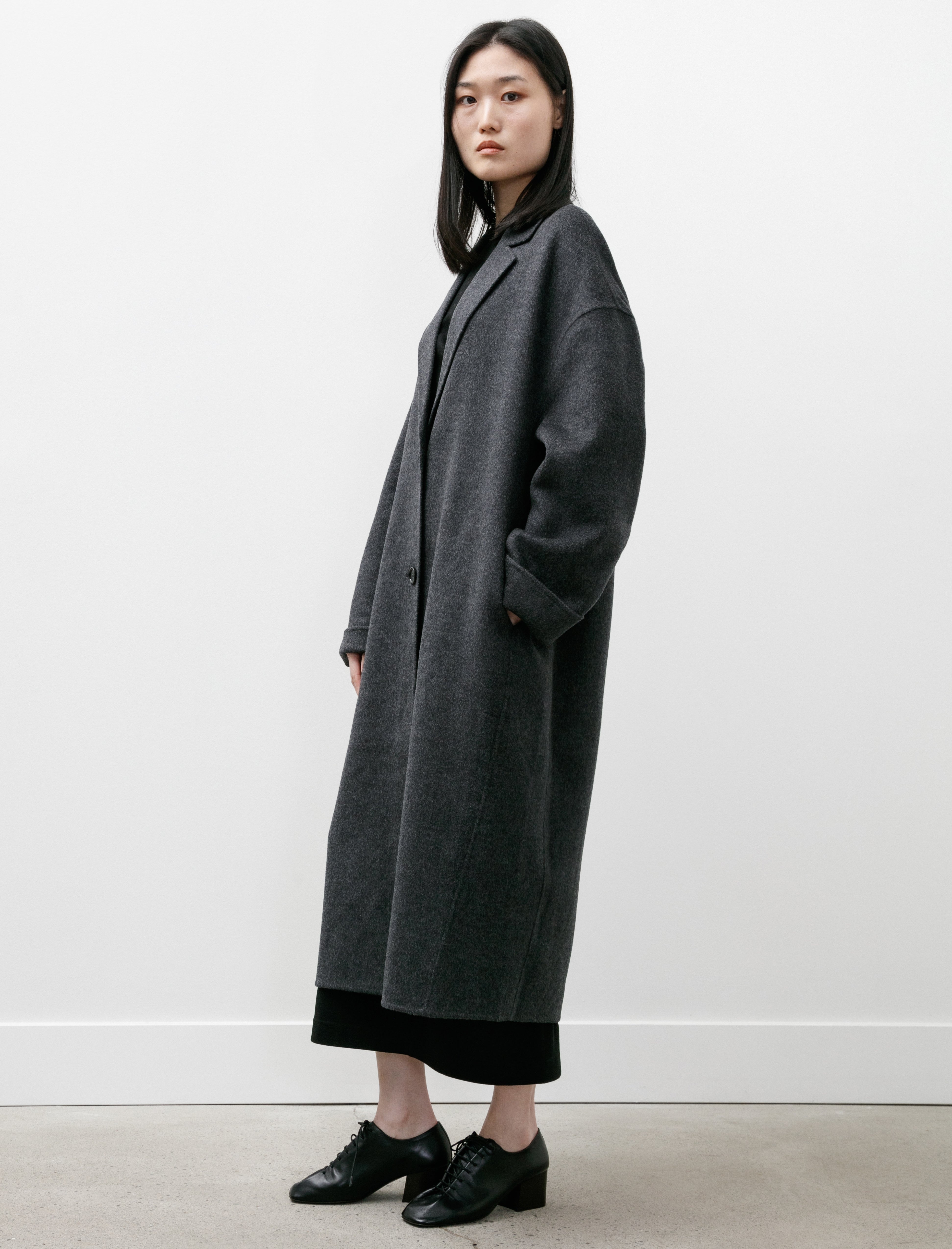 Totême Doublé Cocoon Coat Charcoal Mélange