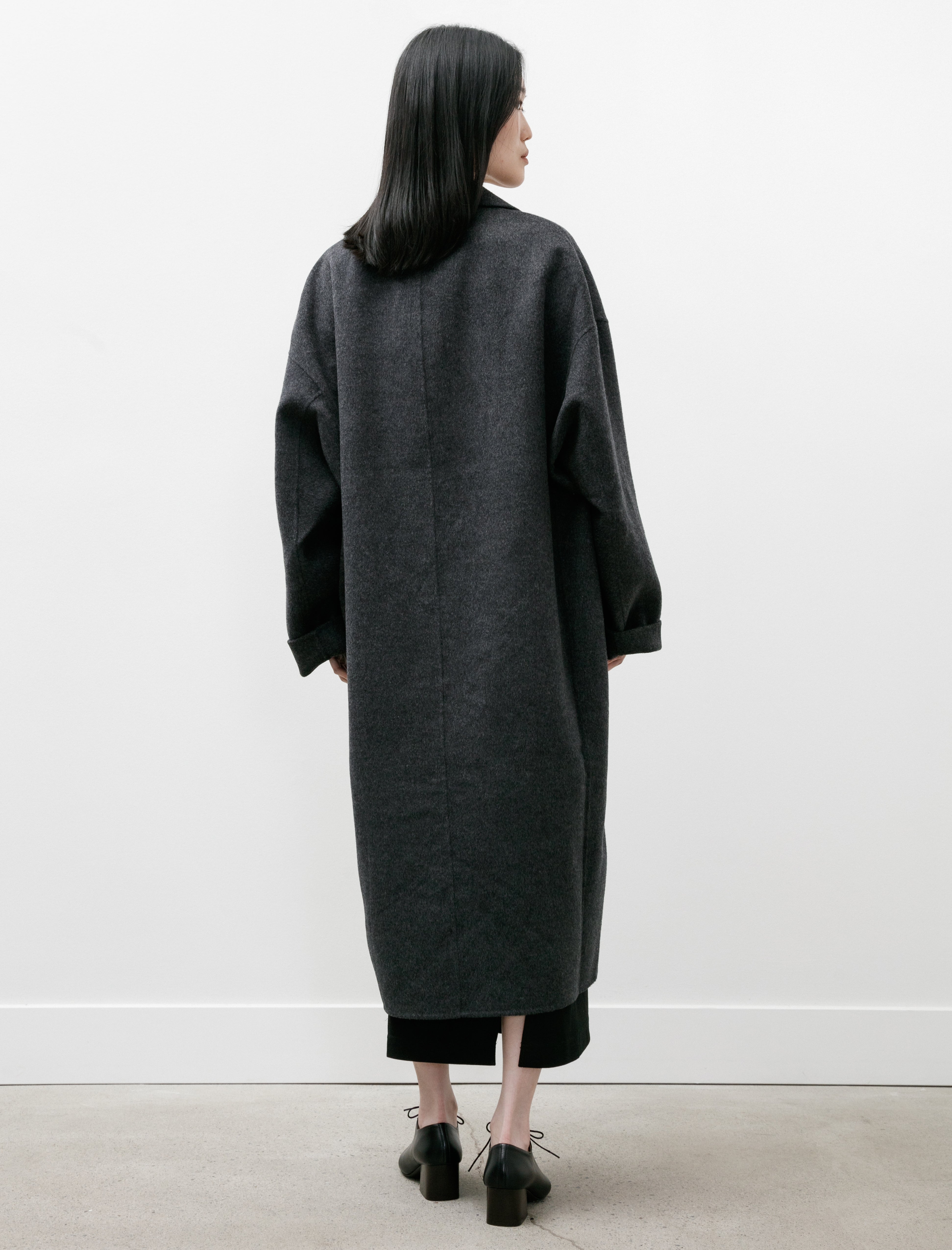 Totême Doublé Cocoon Coat Charcoal Mélange