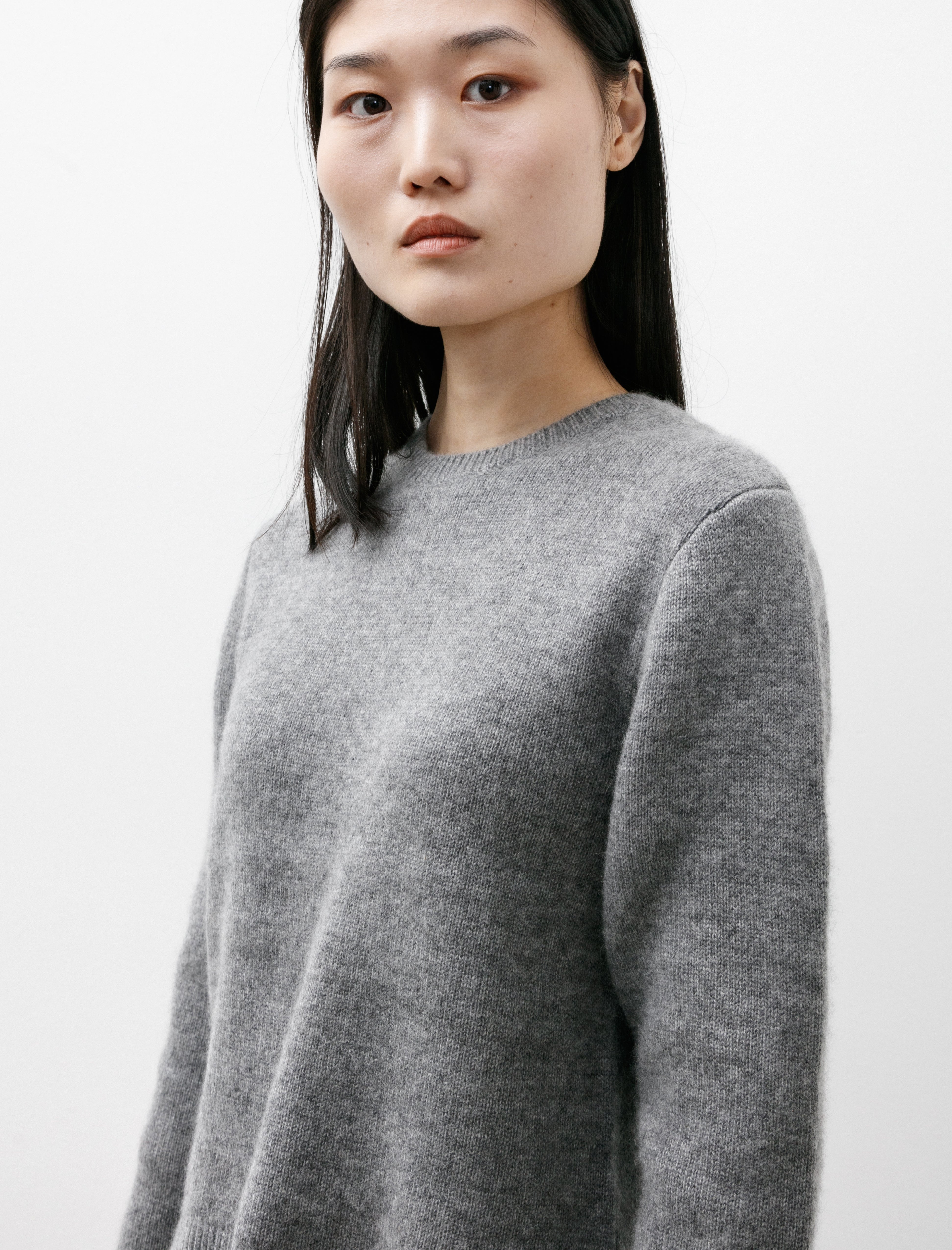 Totême Cropped Crewneck Knit Grey Mélange