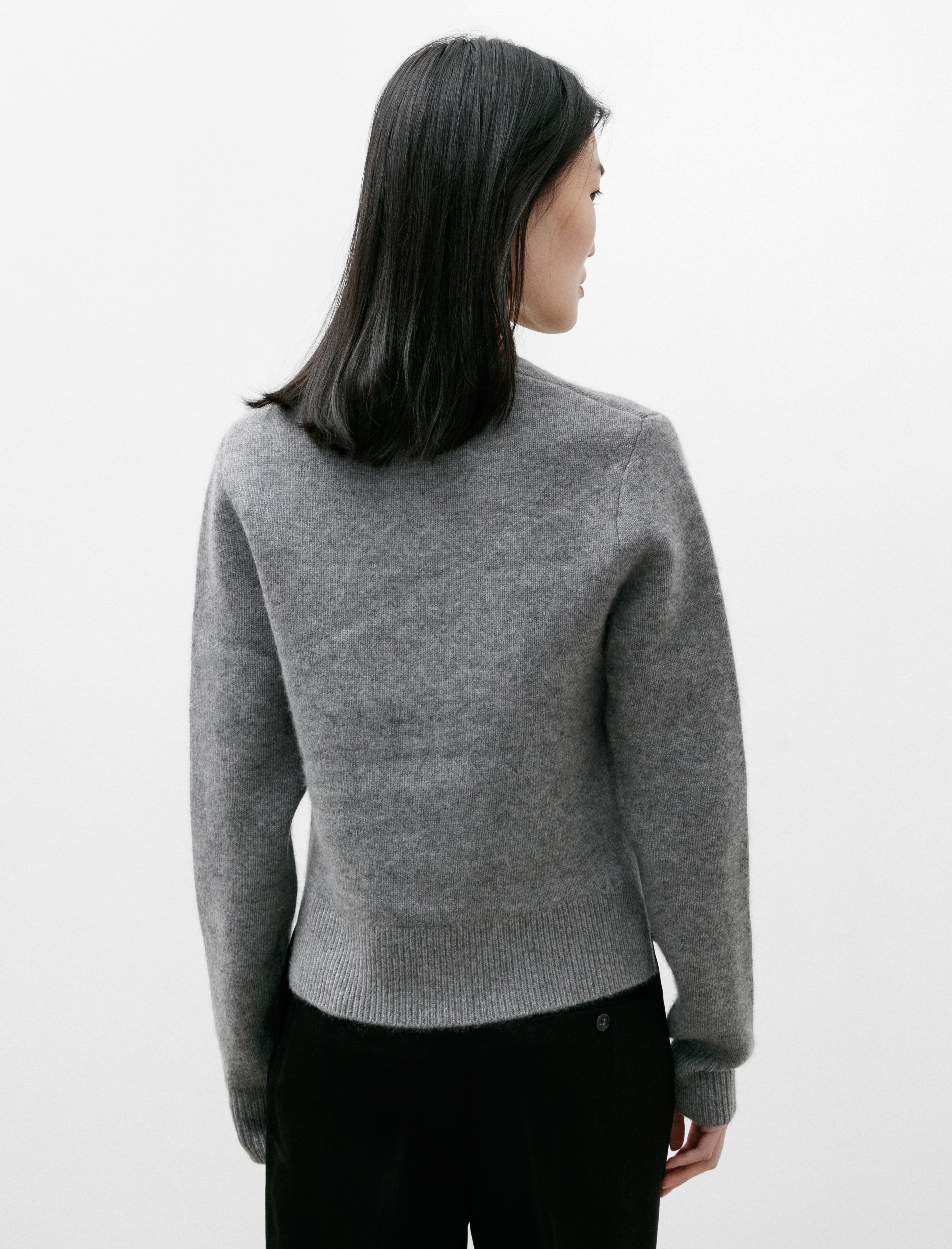 Totême Cropped Crewneck Knit Grey Mélange