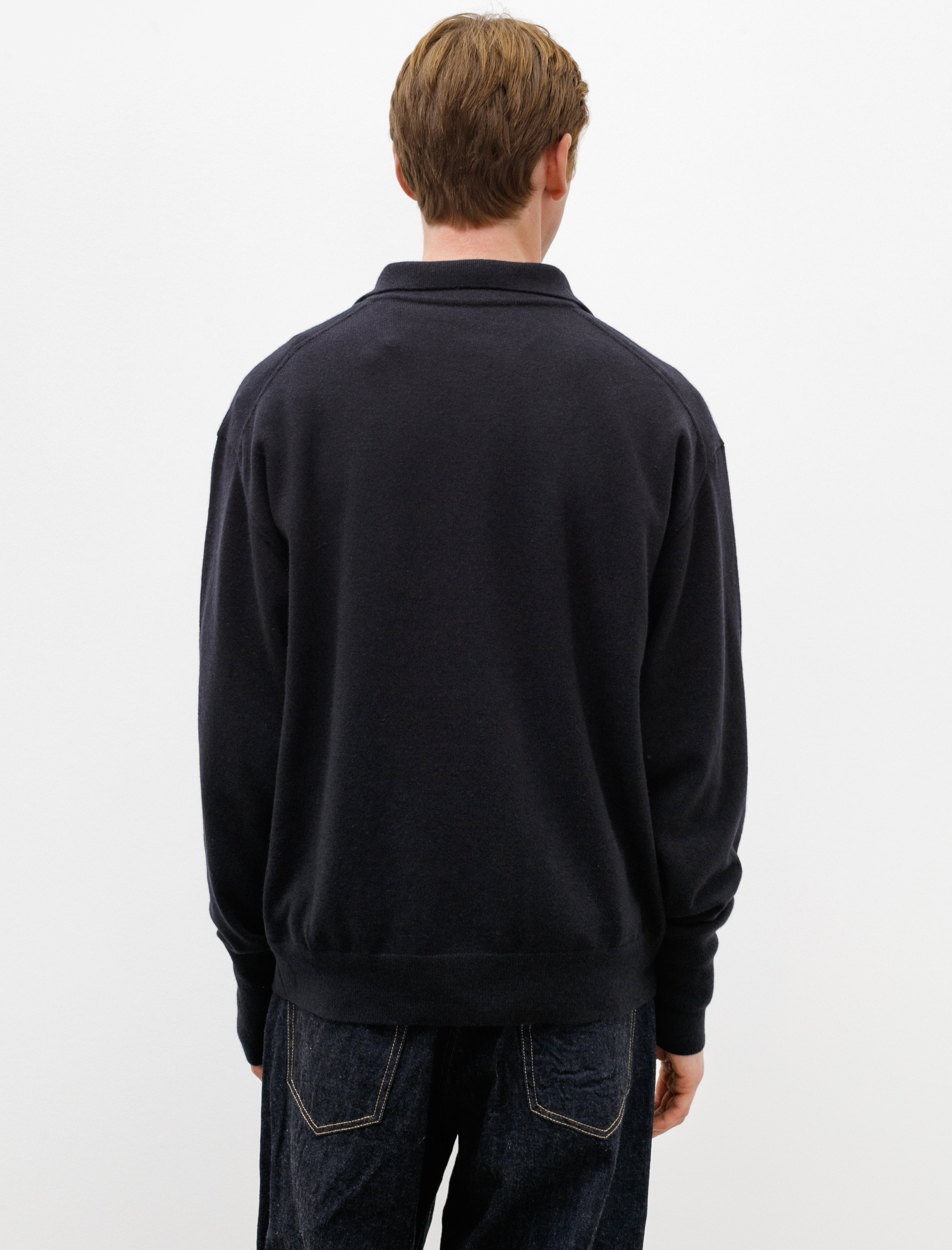 Cashmere Skipper Neck Pullover Navy