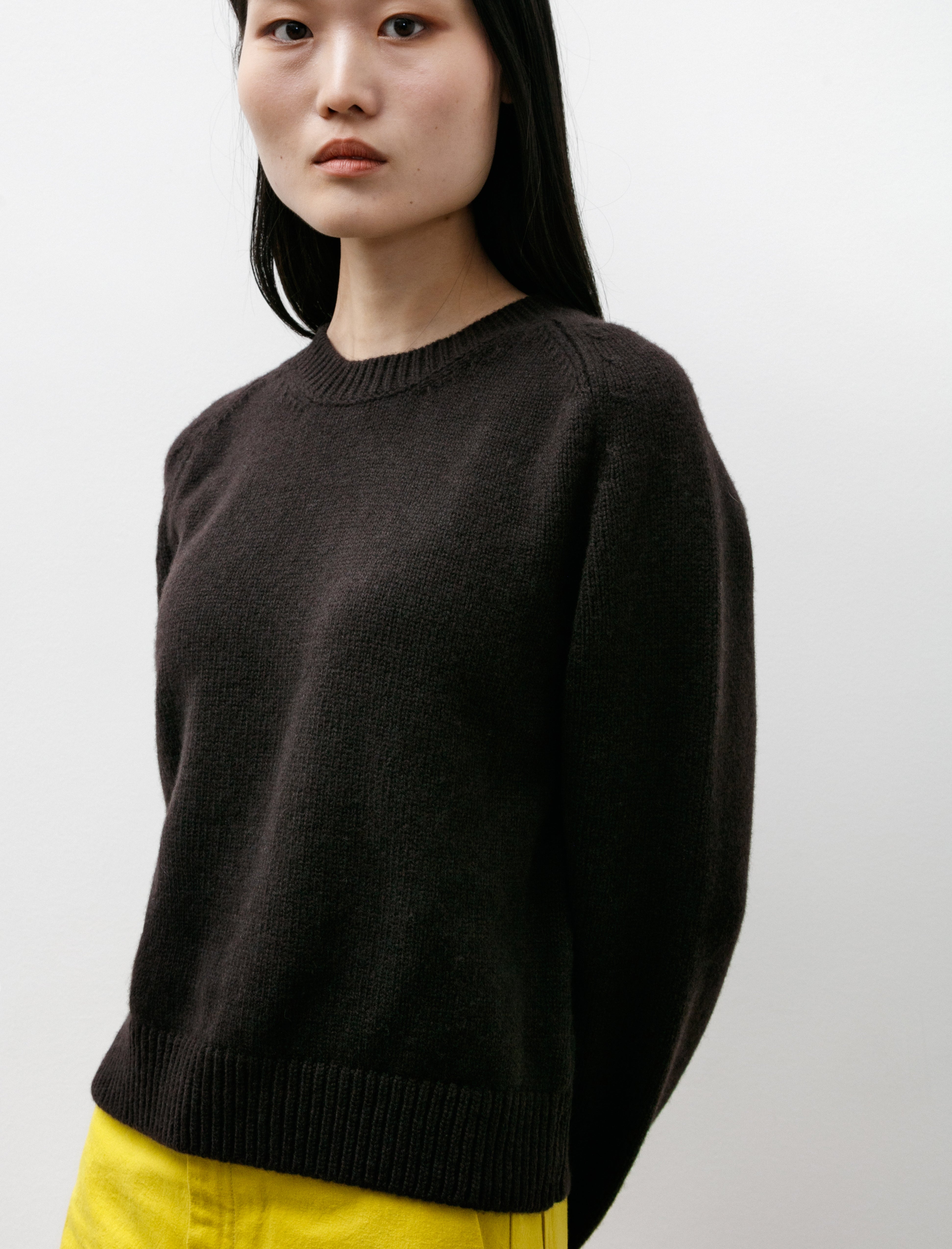 & Daughter Plain Saddle Shoulder Crewneck Dark Brown