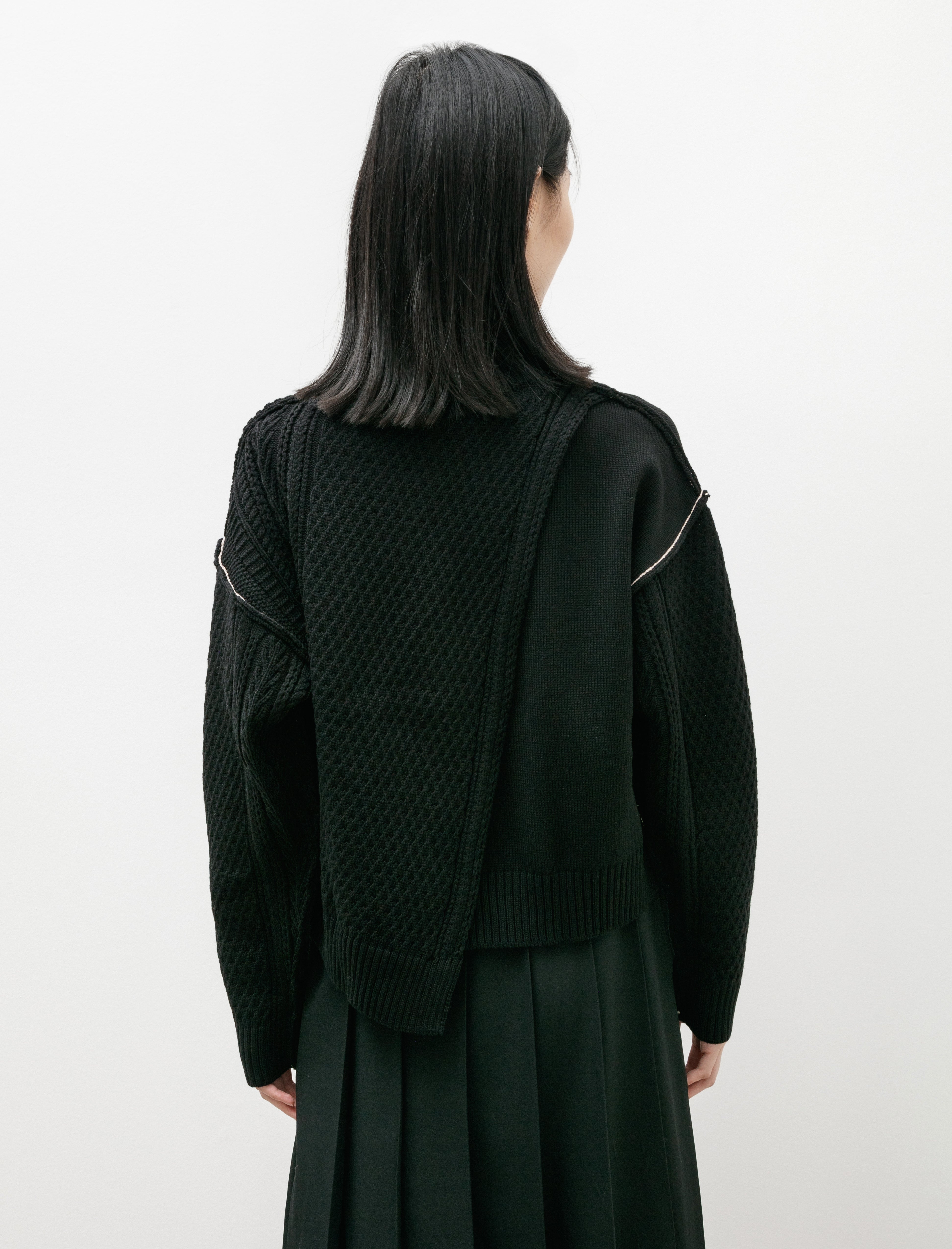 Y's by Yohji Yamamoto Aran Panel Short Knit Black