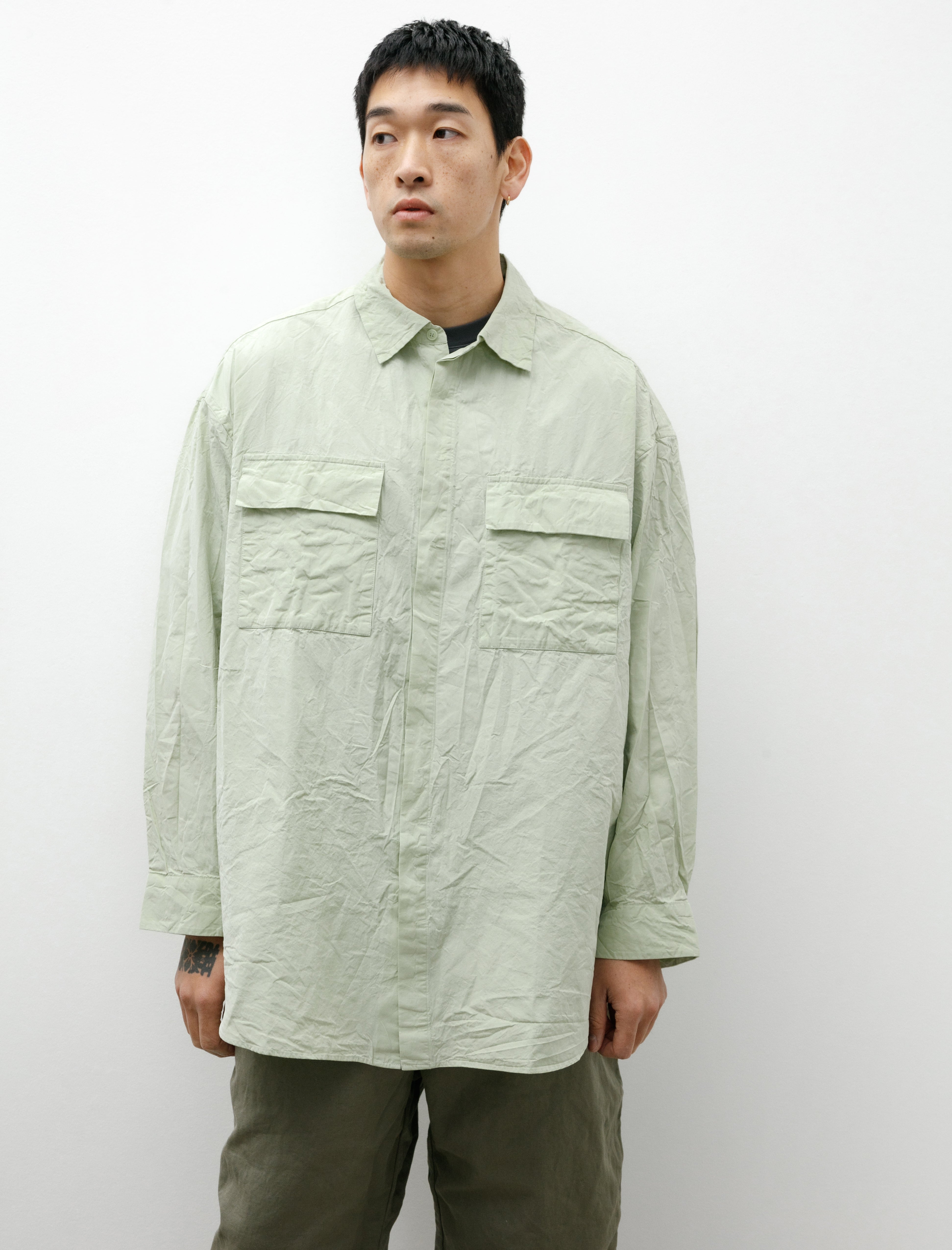 Casey Casey Volume Shirt Paper Cotton Jade