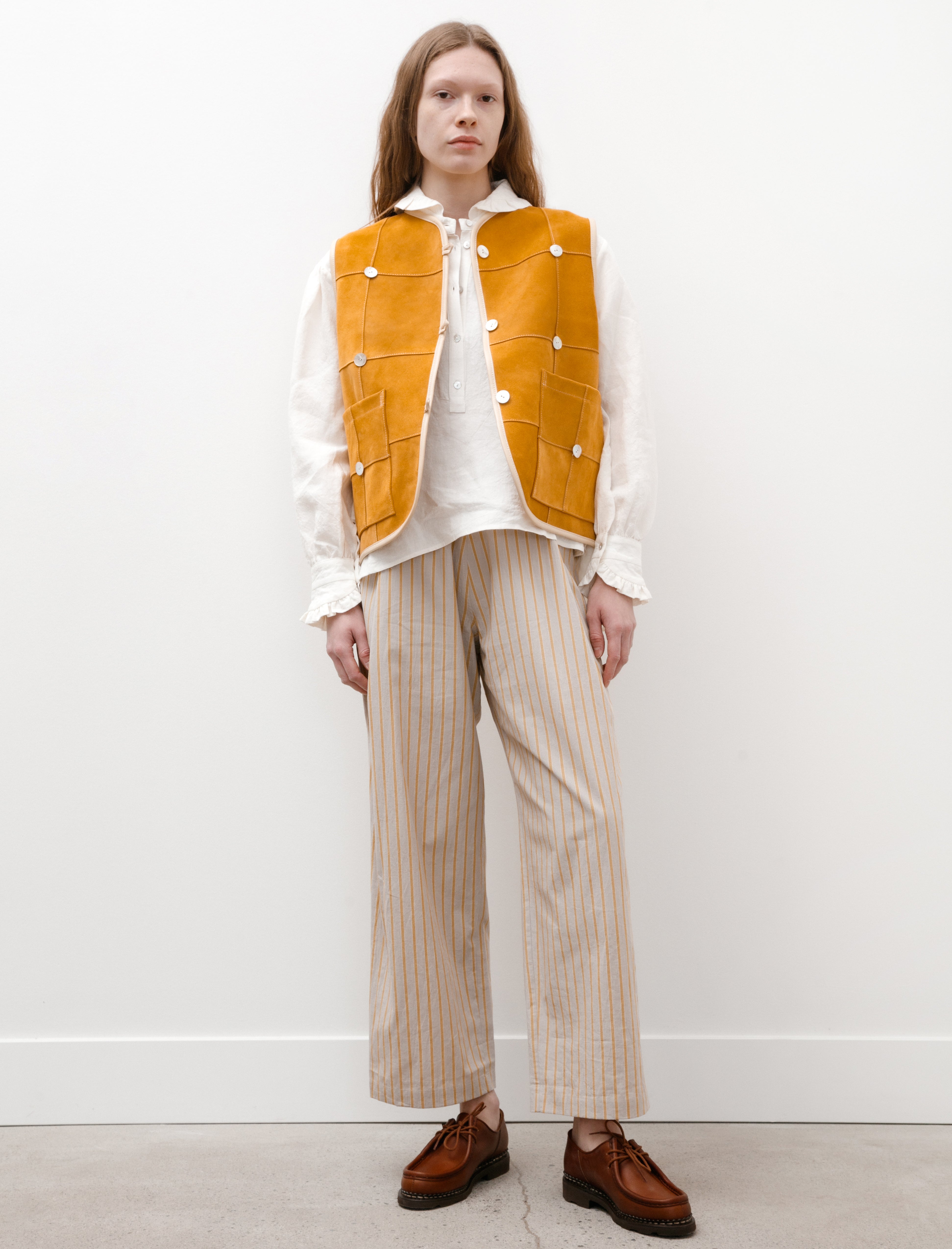 Cawley Pearl Leather Ella Vest Mustard