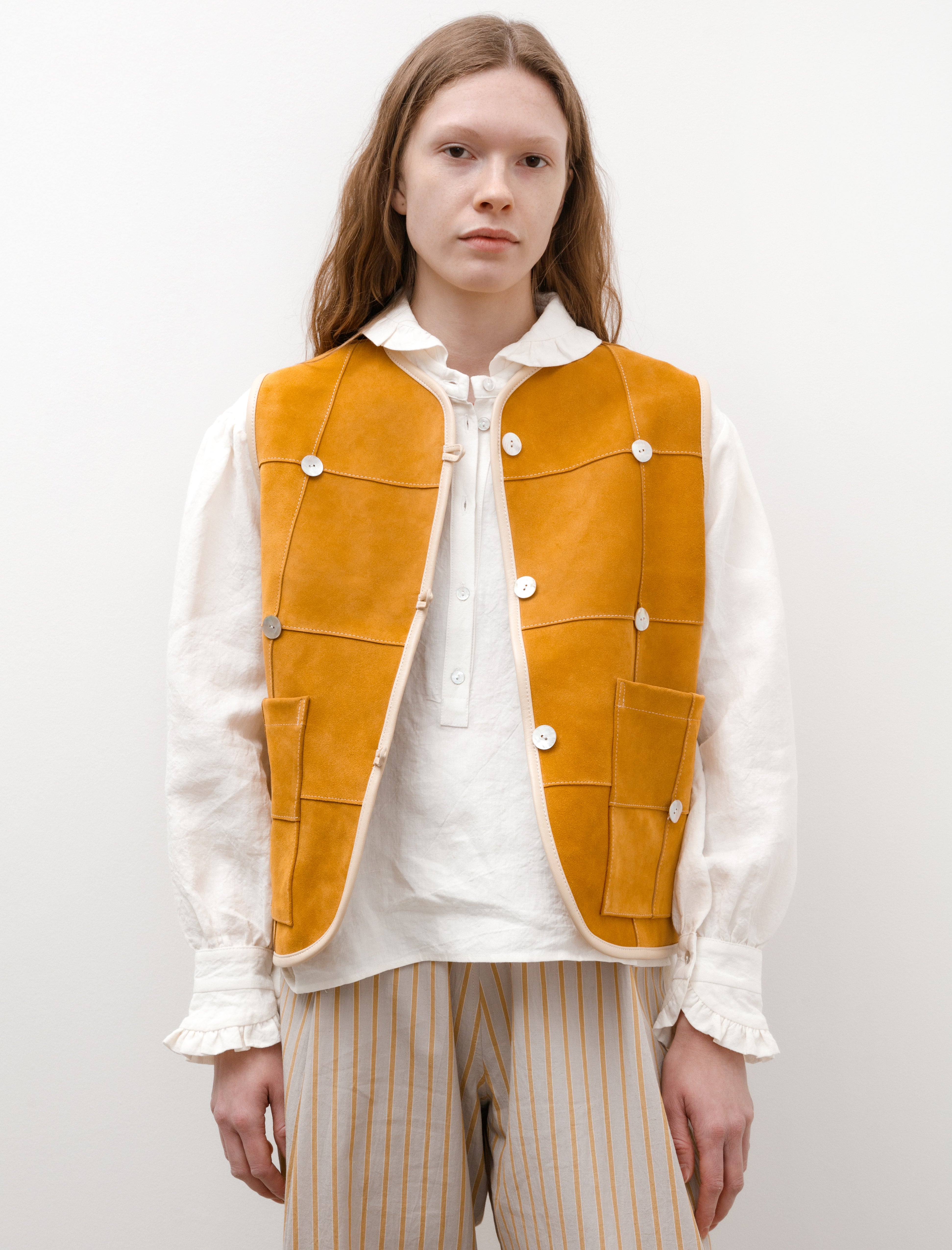 Cawley Pearl Leather Ella Vest Mustard