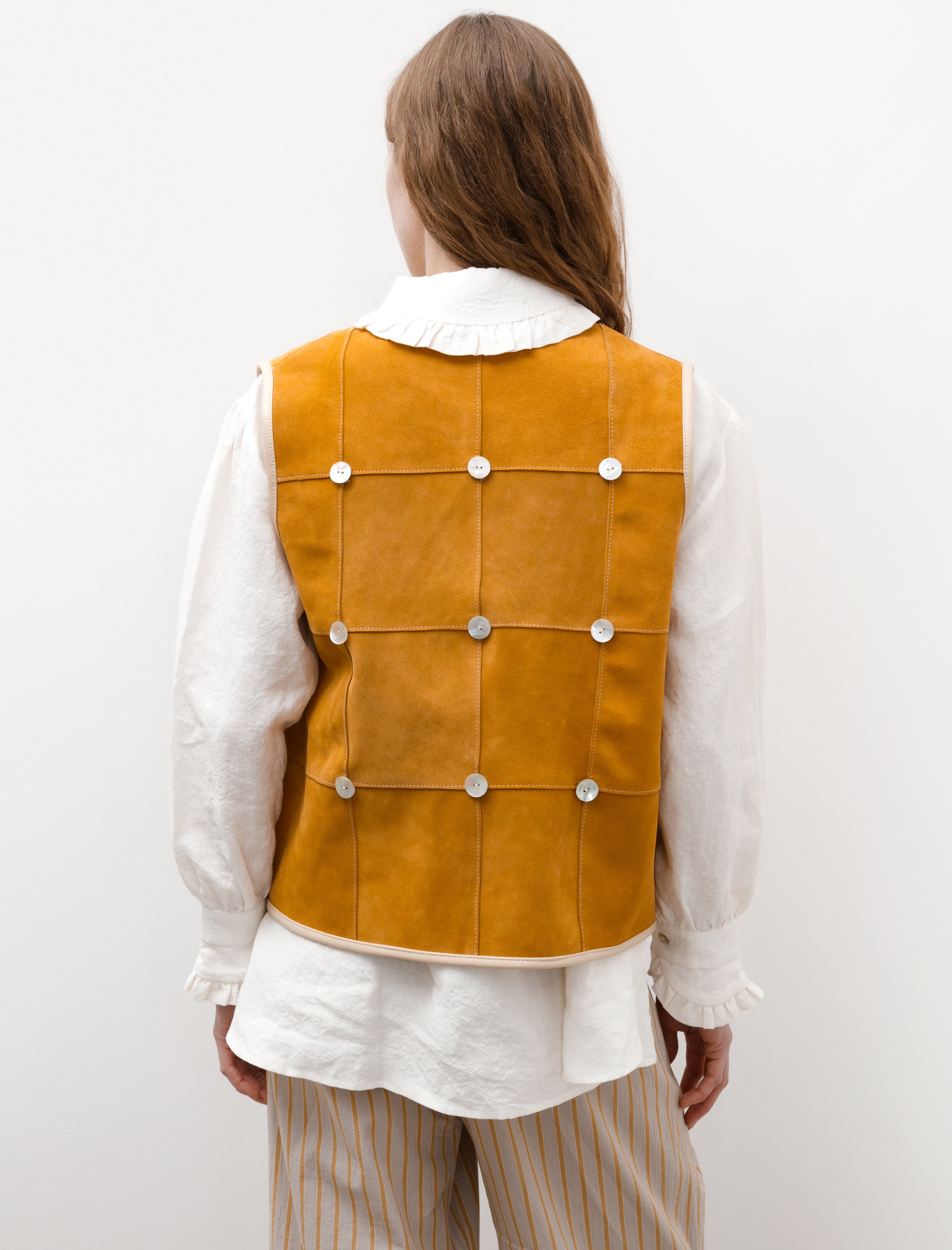 Cawley Pearl Leather Ella Vest Mustard