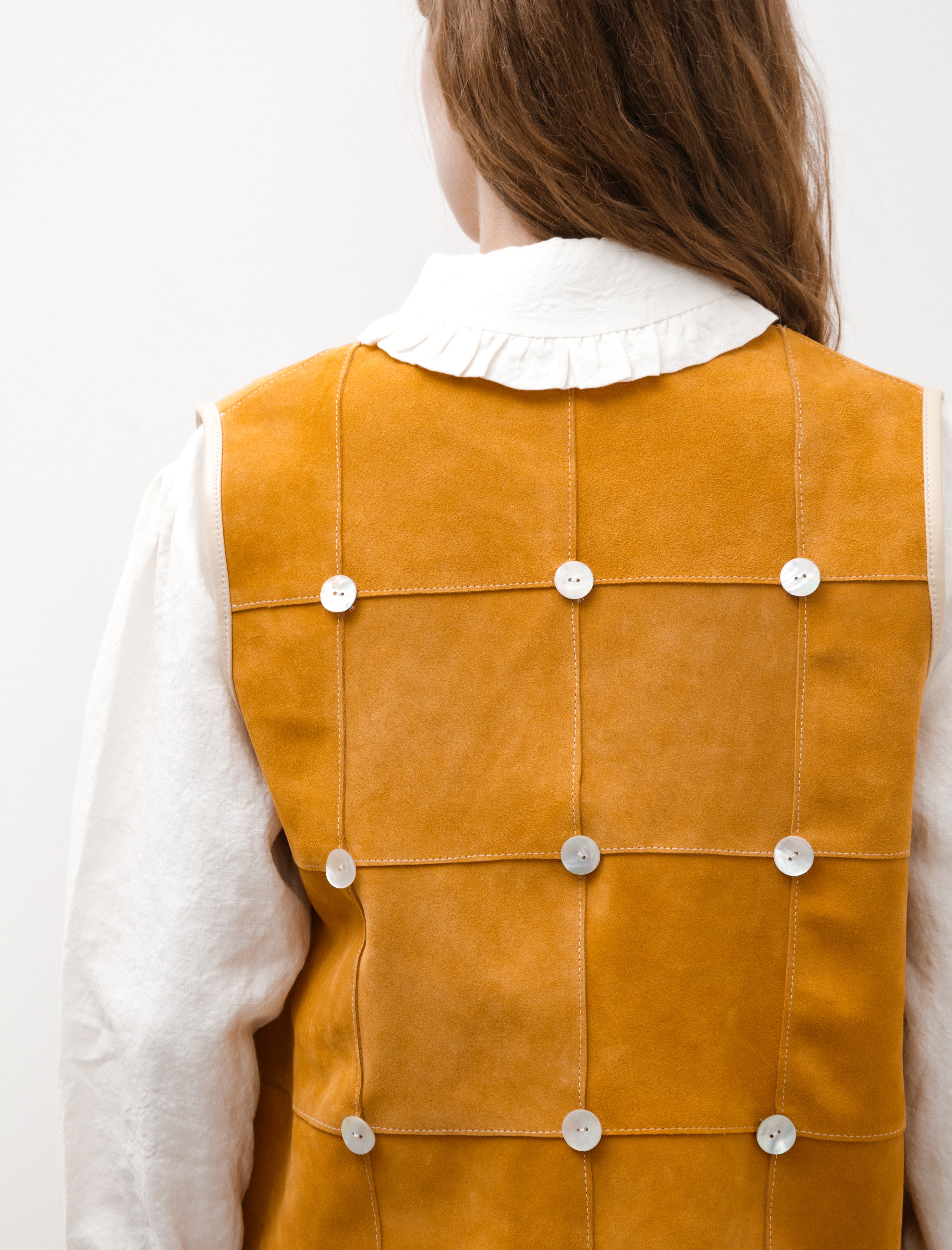 Cawley Pearl Leather Ella Vest Mustard