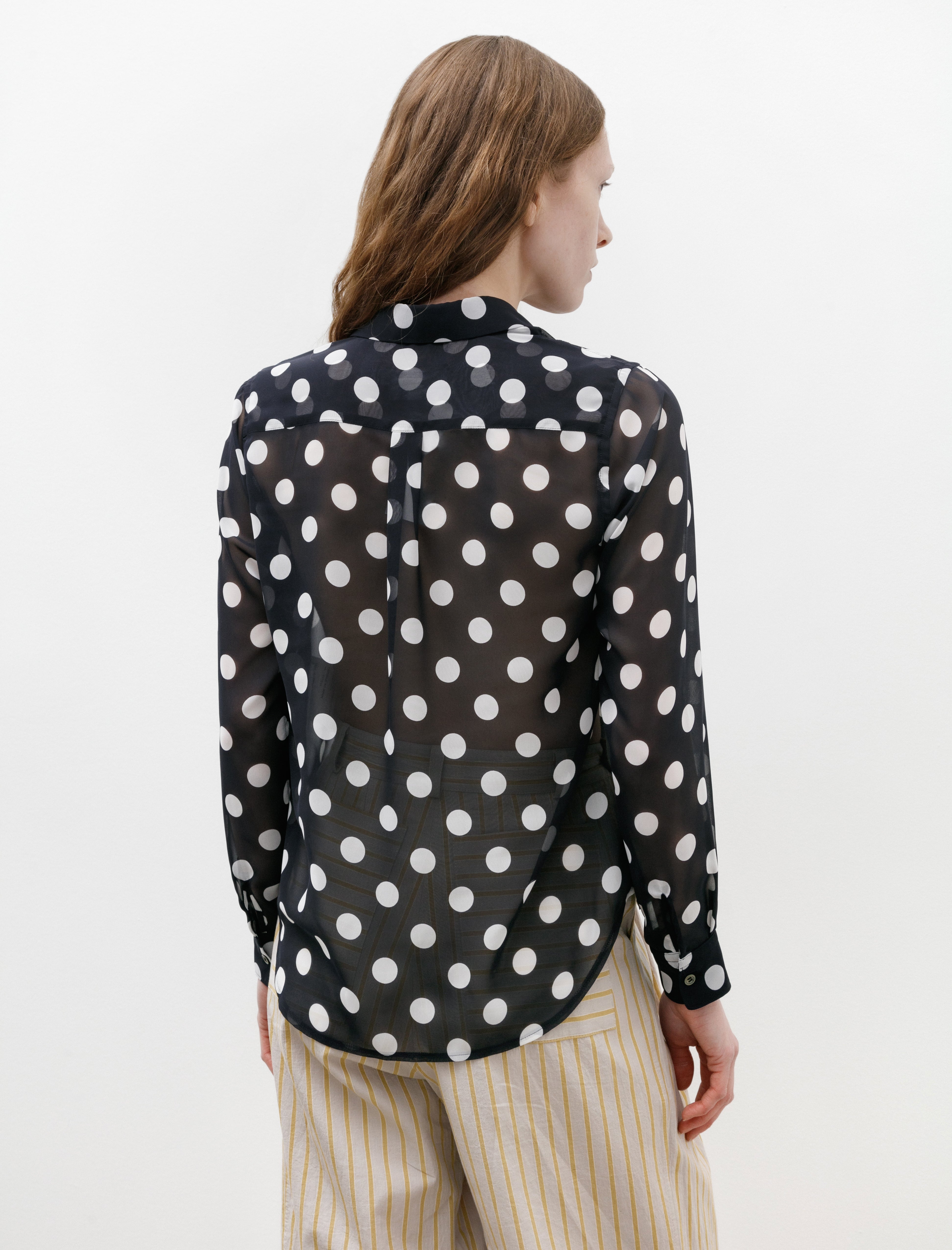 Comme des Garçons Comme des Garçons Big Dot Sheer Blouse Navy/White