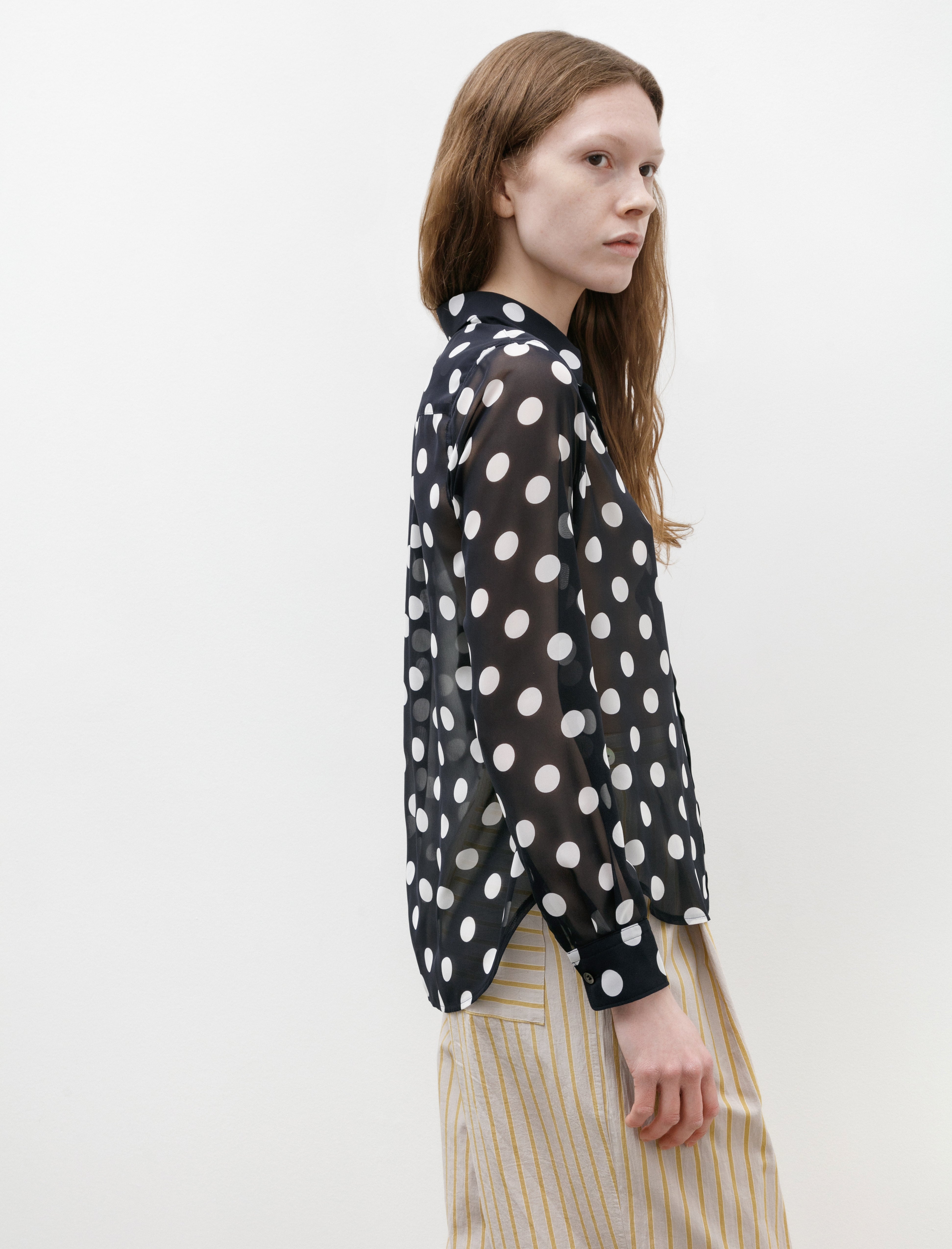 Comme des Garçons Comme des Garçons Big Dot Sheer Blouse Navy/White