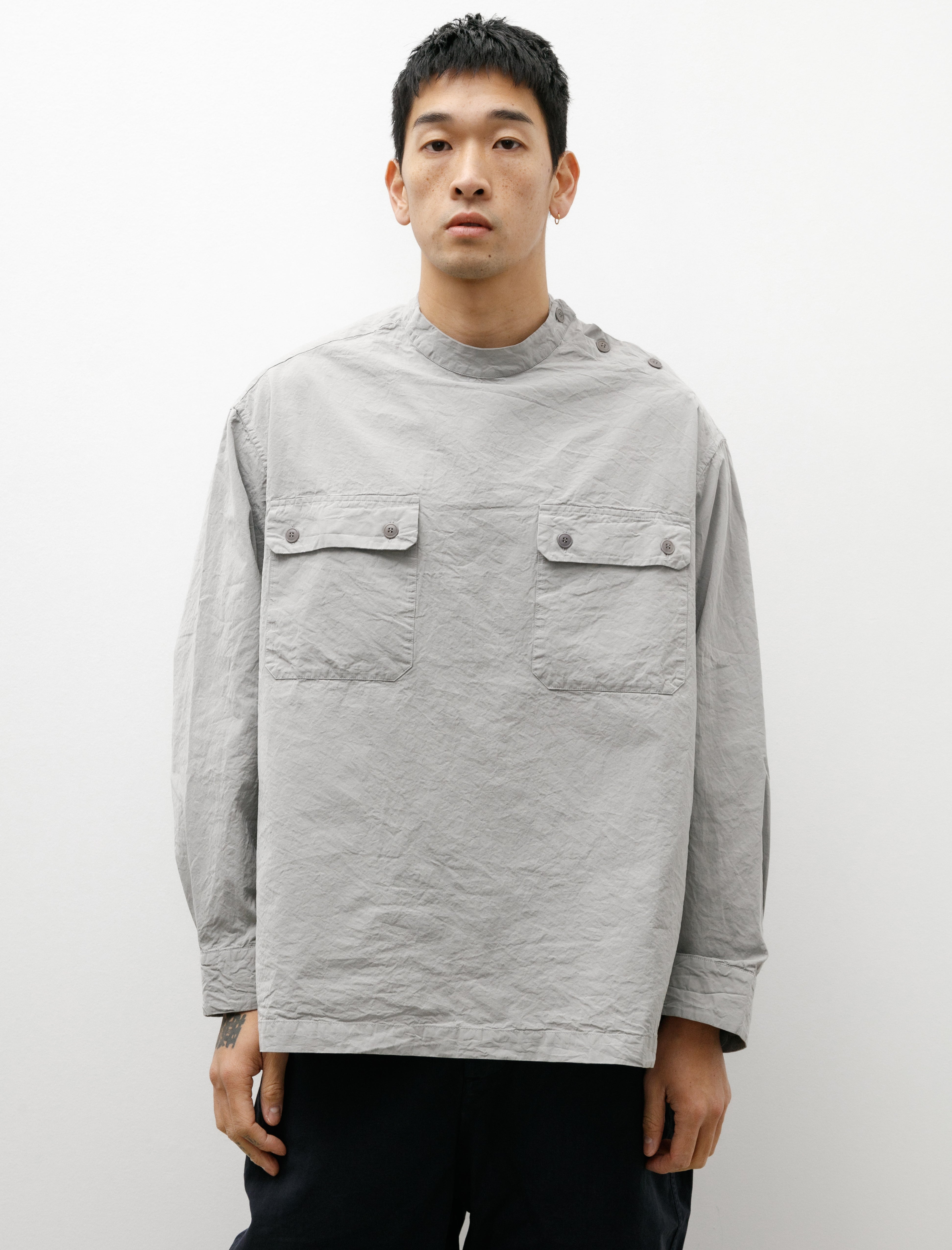 Casey Casey Mililtraire Top Paper Cotton Light Grey