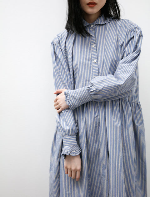 Cawley Japanese Striped Shirting Lydbrook Dress Blue/White