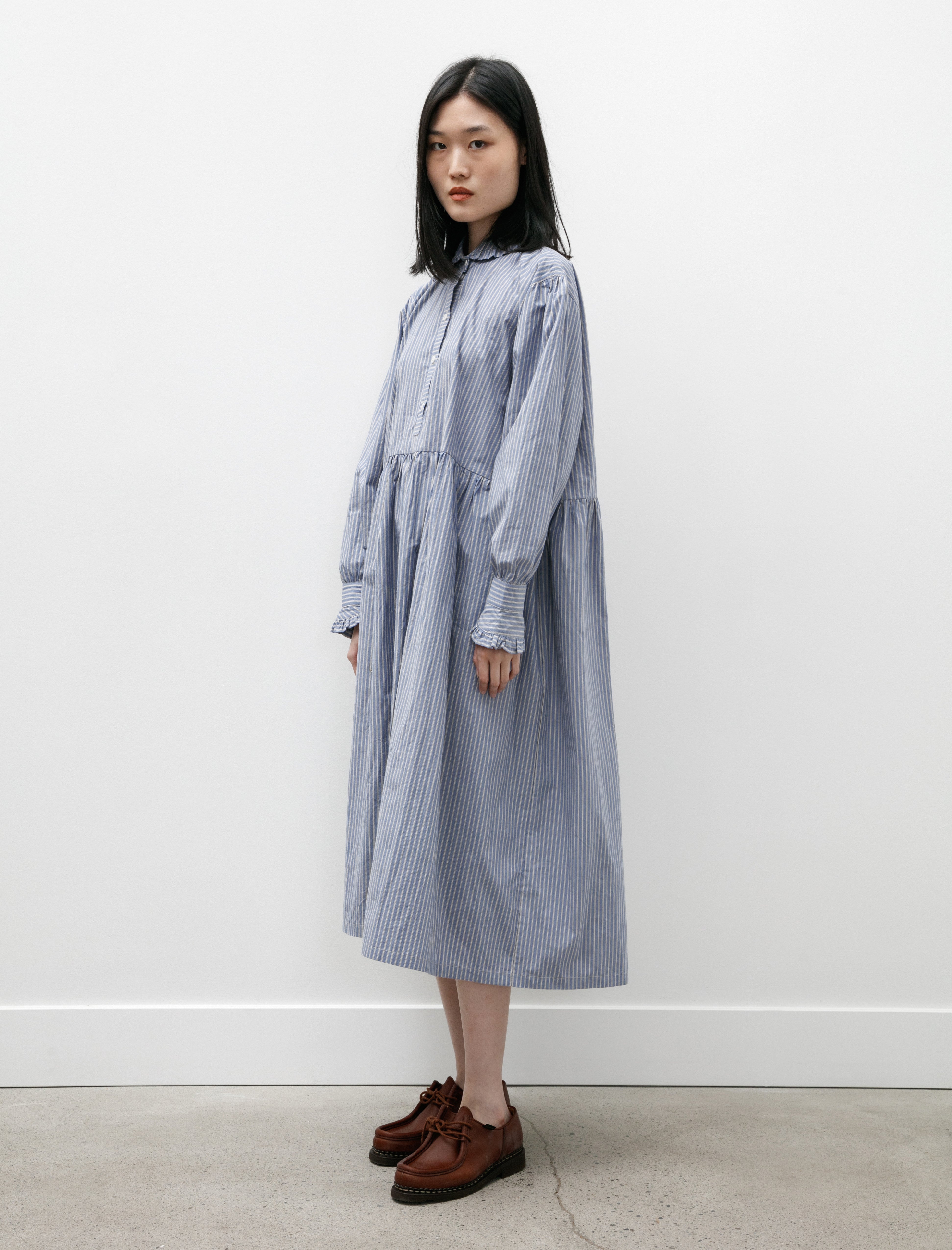 Cawley Japanese Striped Shirting Lydbrook Dress Blue/White