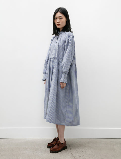 Cawley Japanese Striped Shirting Lydbrook Dress Blue/White