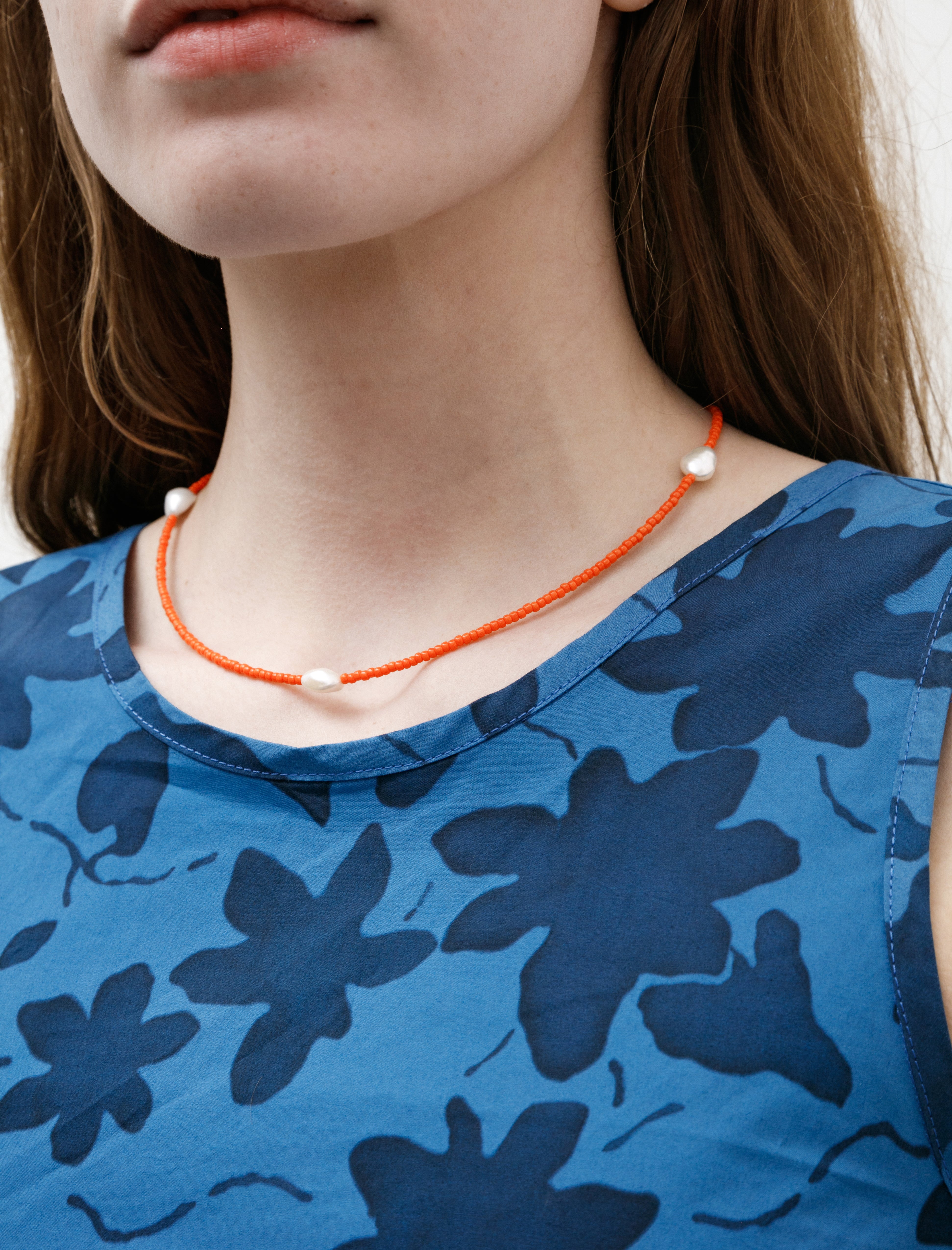 Santangelo Shoom Necklace Orange/Pearls