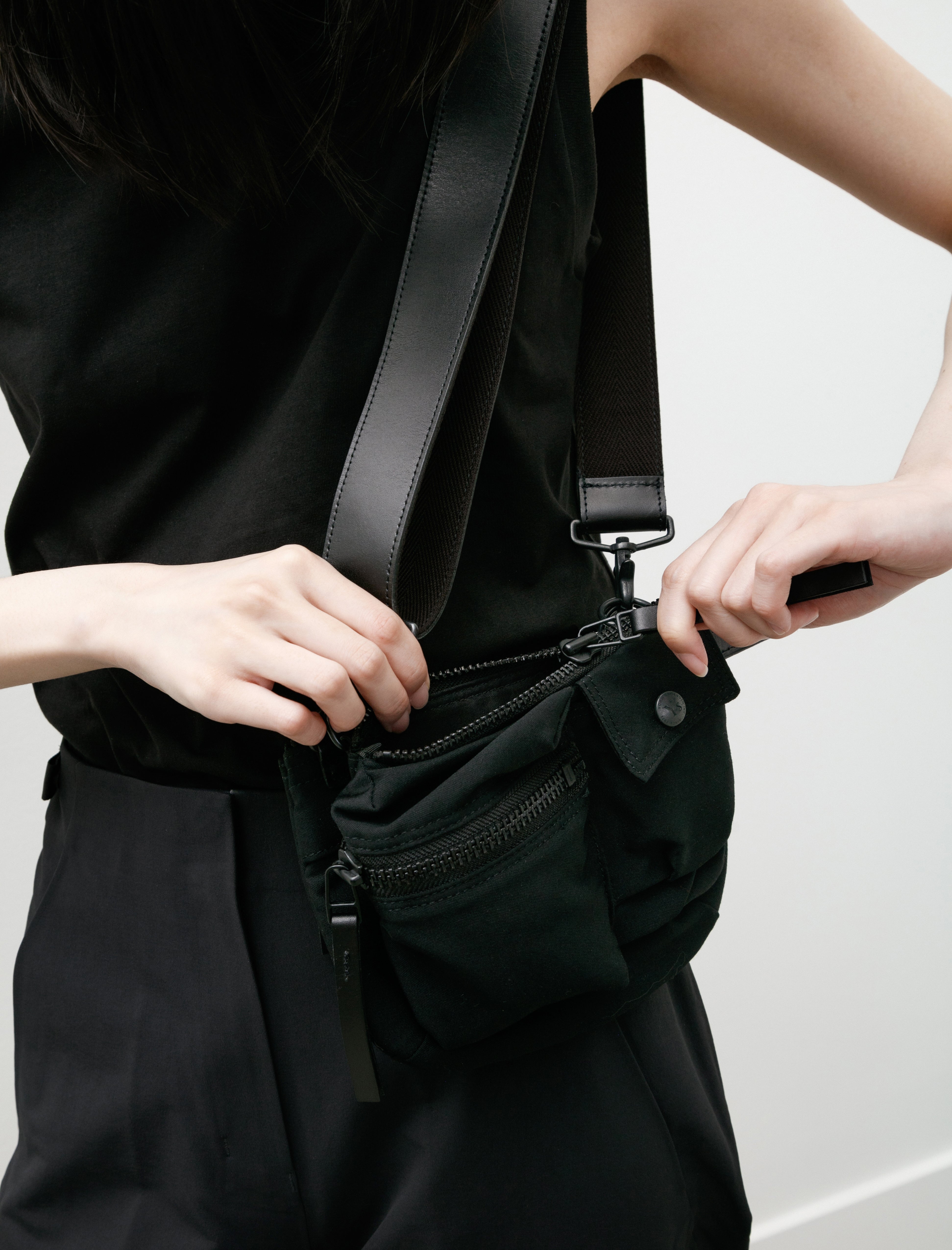 Y's by Yohji Yamamoto Gabardine Double Pouch Black