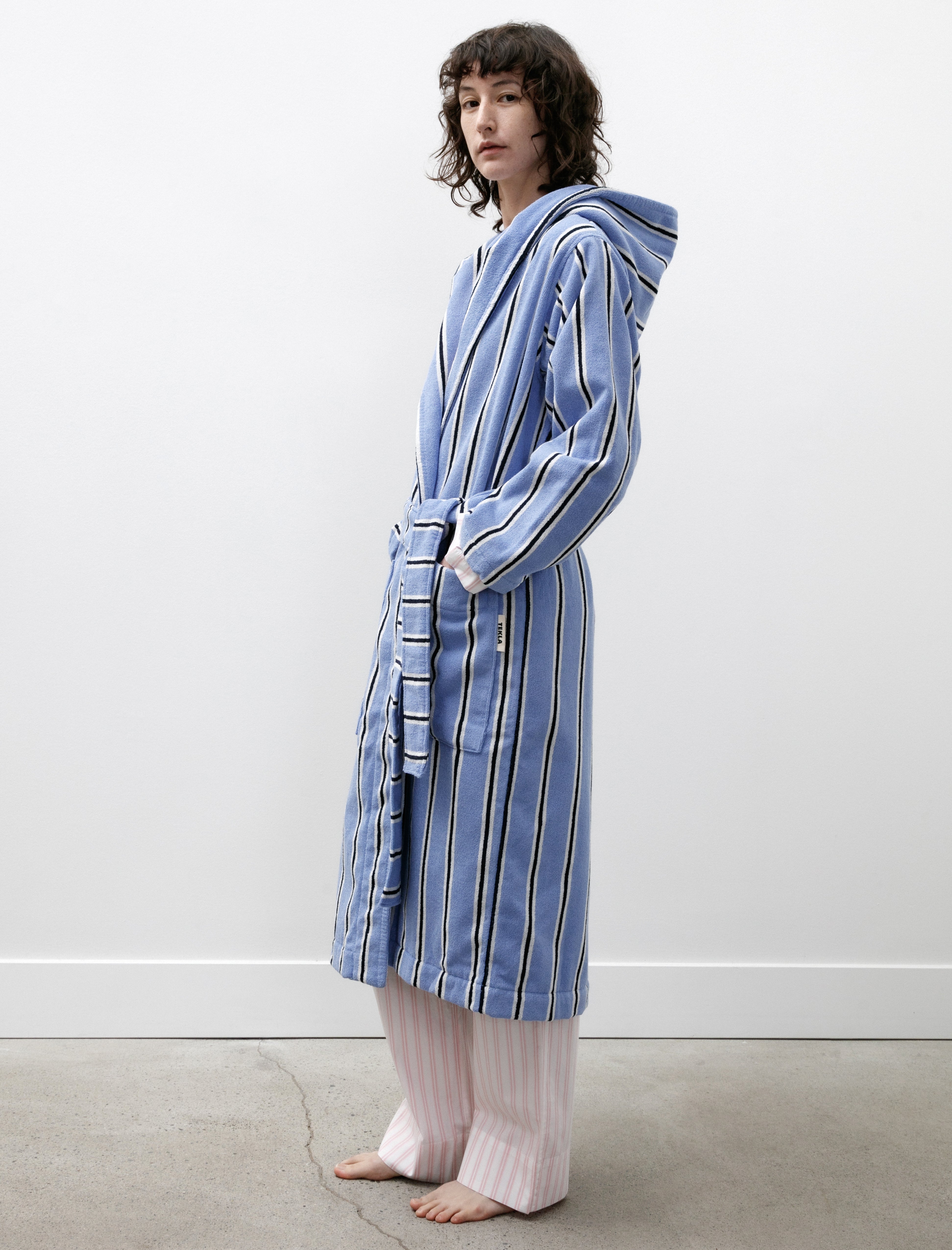 Tekla Hooded Bathrobe Bassett Stripes