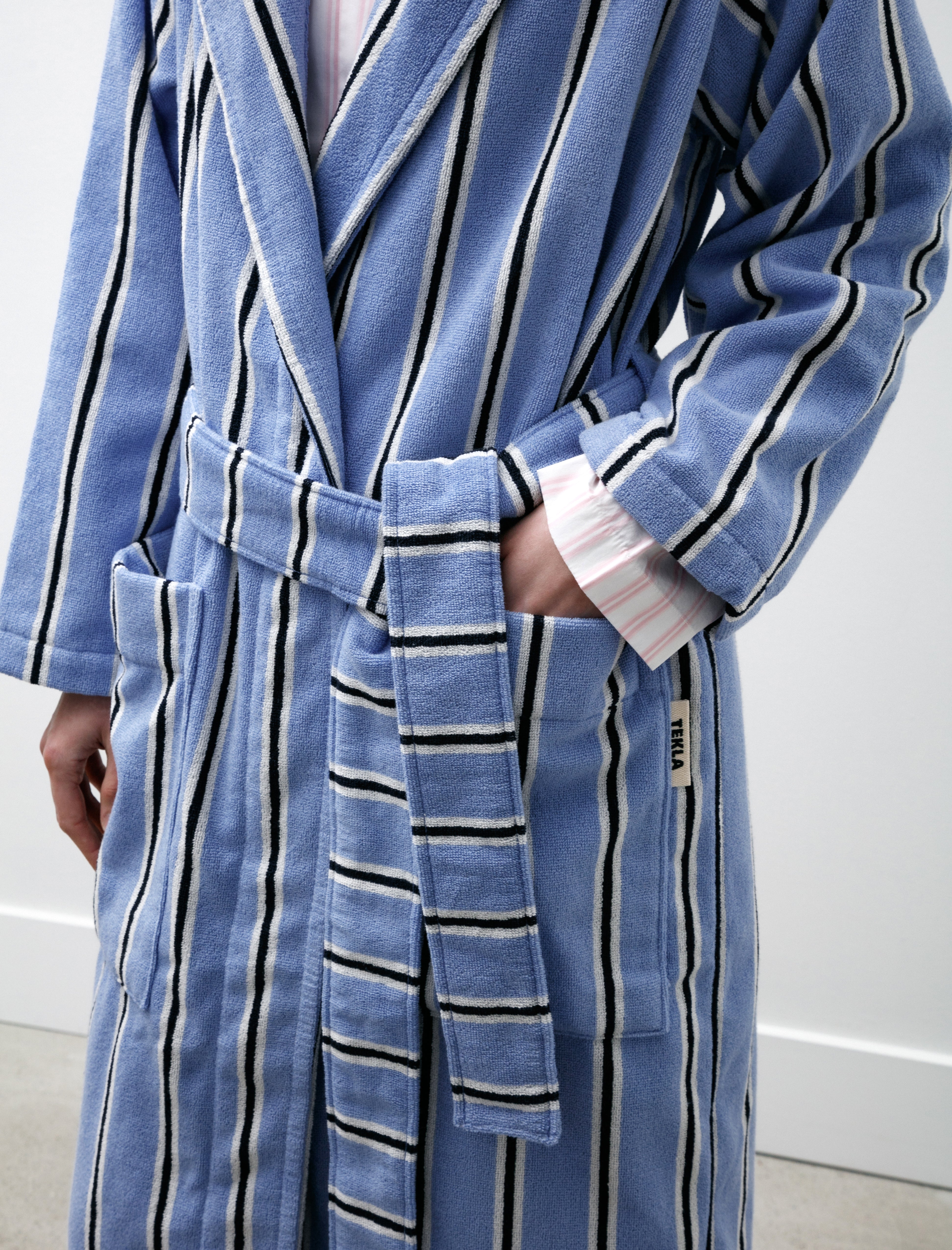 Tekla Hooded Bathrobe Bassett Stripes