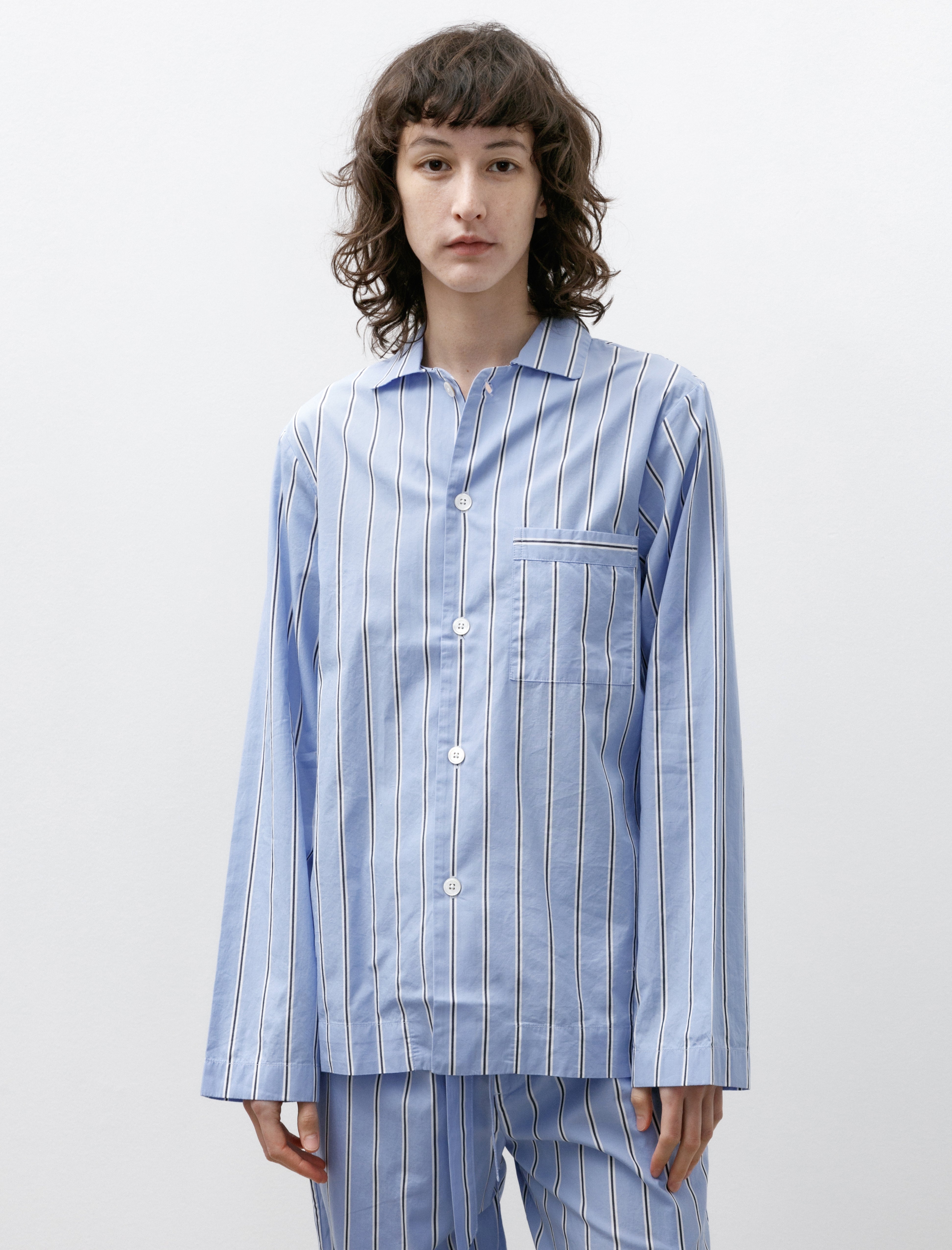 Tekla Poplin Pyjama Shirt Bassett Stripes