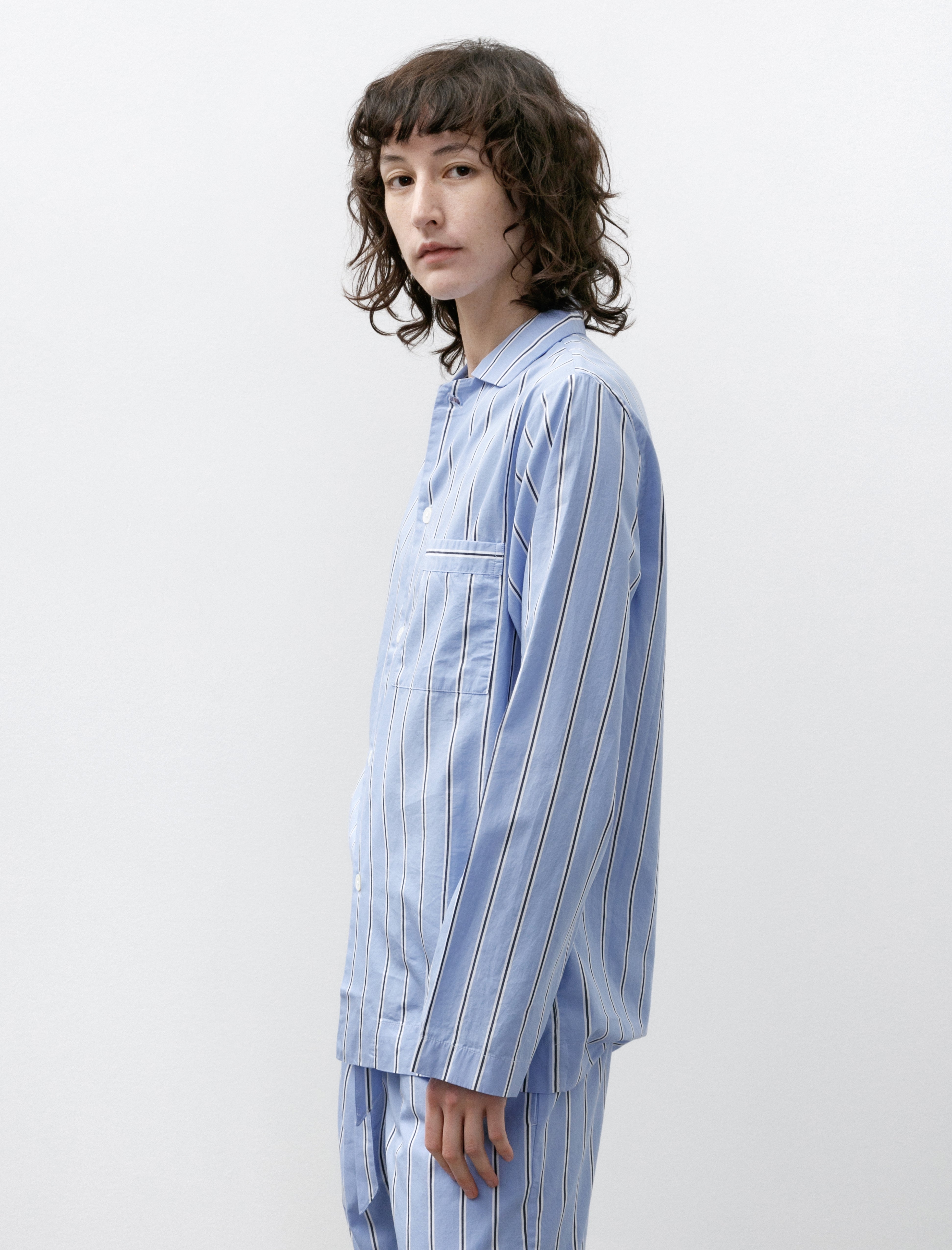 Tekla Poplin Pyjama Shirt Bassett Stripes