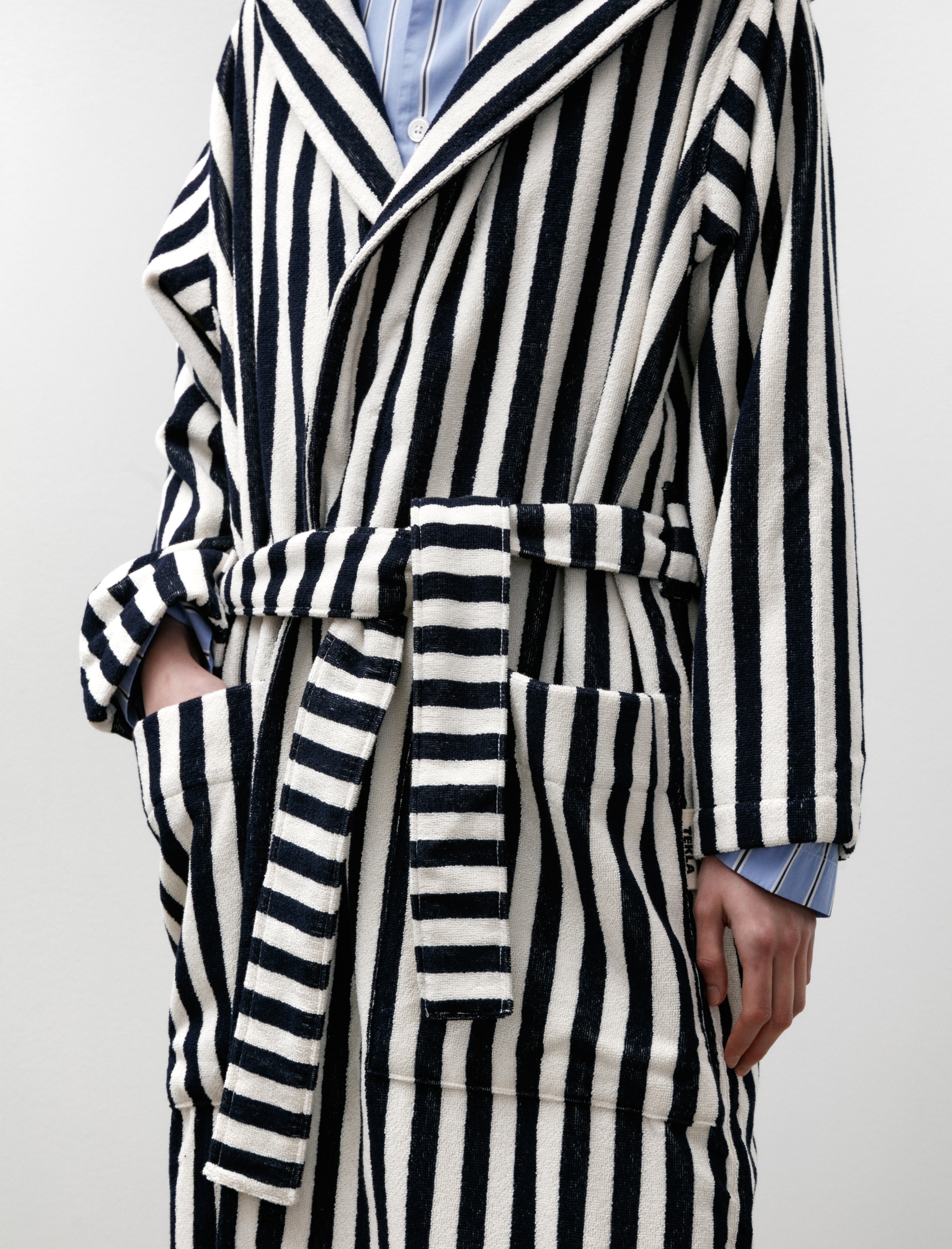 Tekla Hooded Bathrobe Humbug Stripes