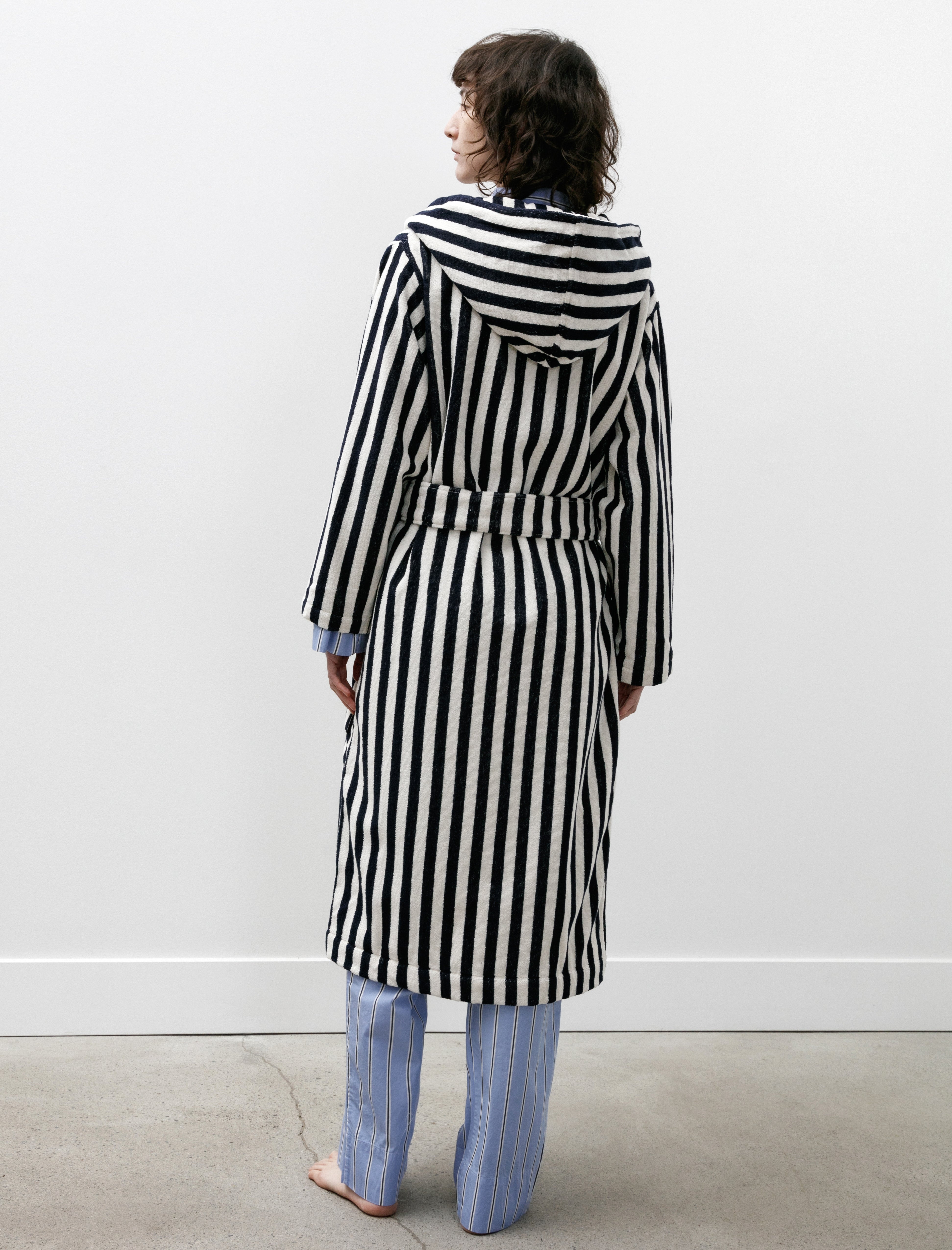 Tekla Hooded Bathrobe Humbug Stripes