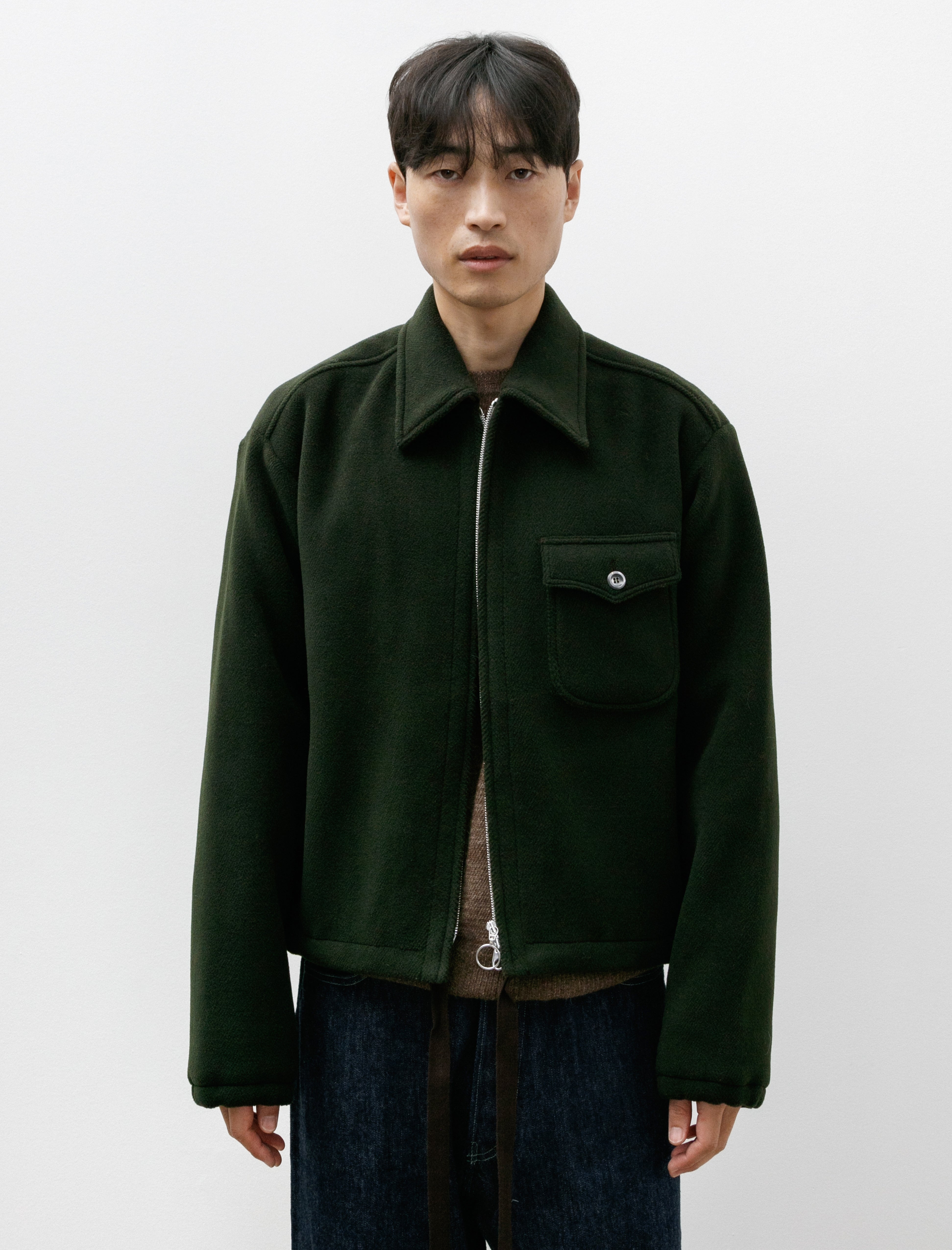 LEJ Shell Blouson Bottle Green Wool