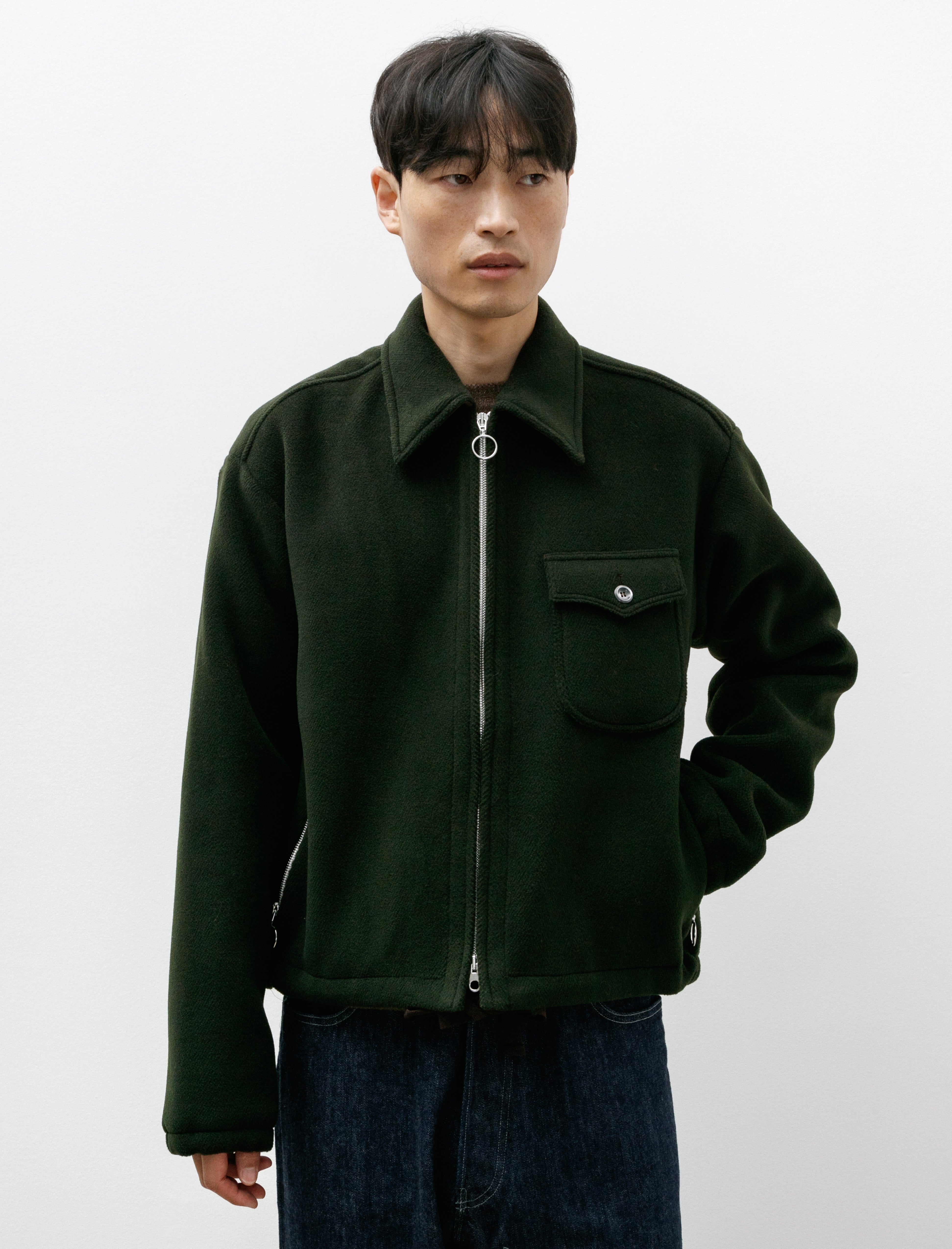 LEJ Shell Blouson Bottle Green Wool