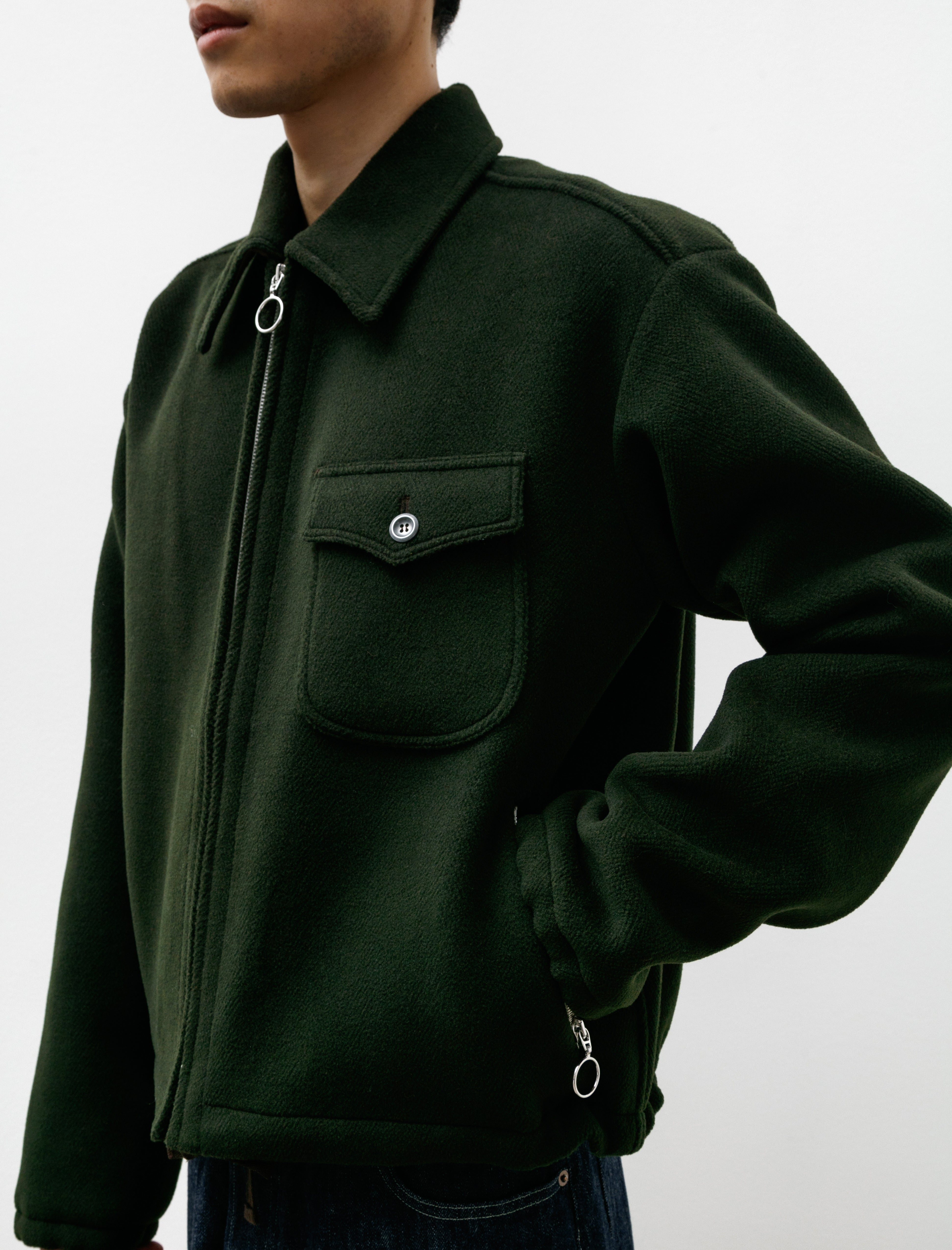 LEJ Shell Blouson Bottle Green Wool