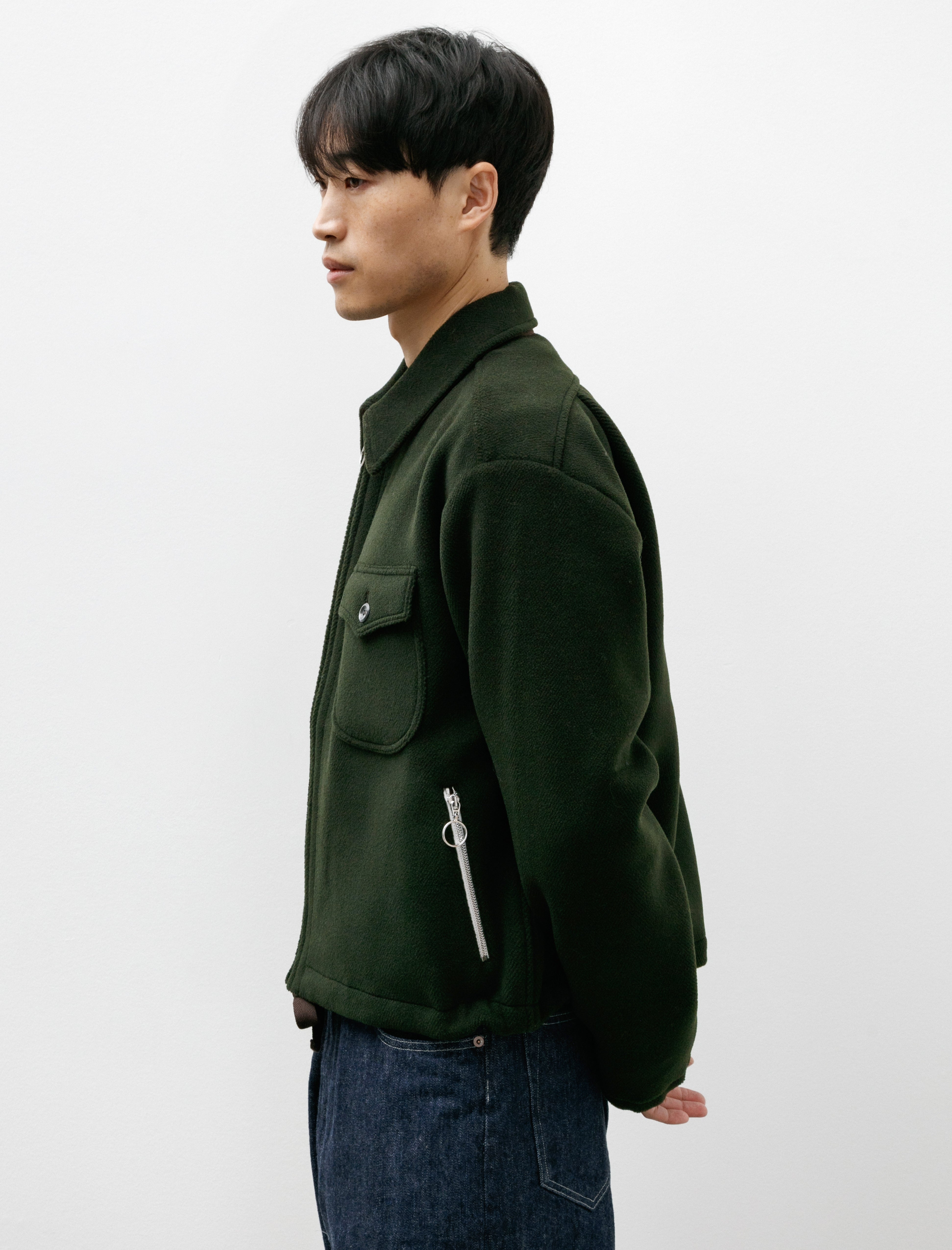 LEJ Shell Blouson Bottle Green Wool