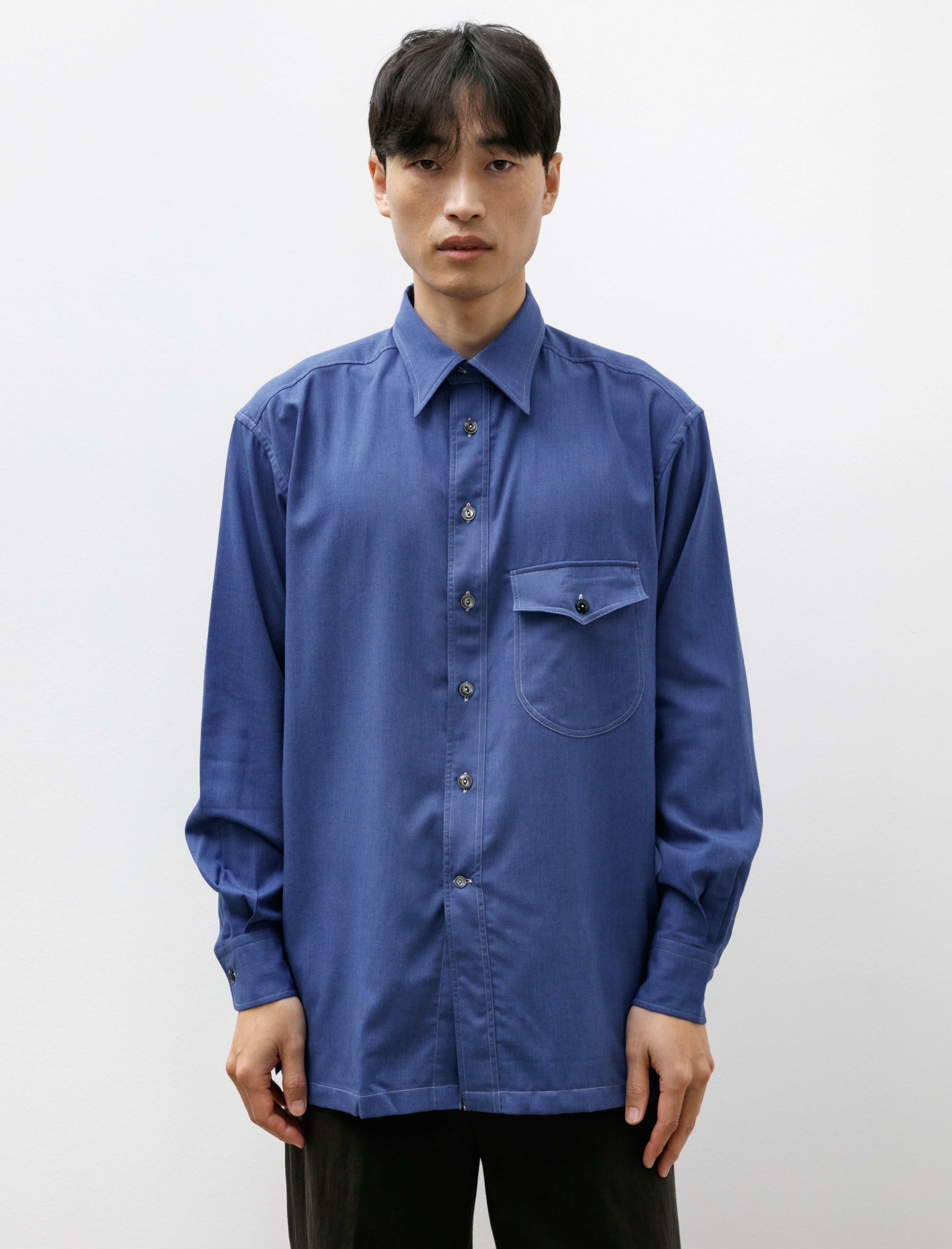 L.E.J Come Up To The Studio Shirt Washed Blue