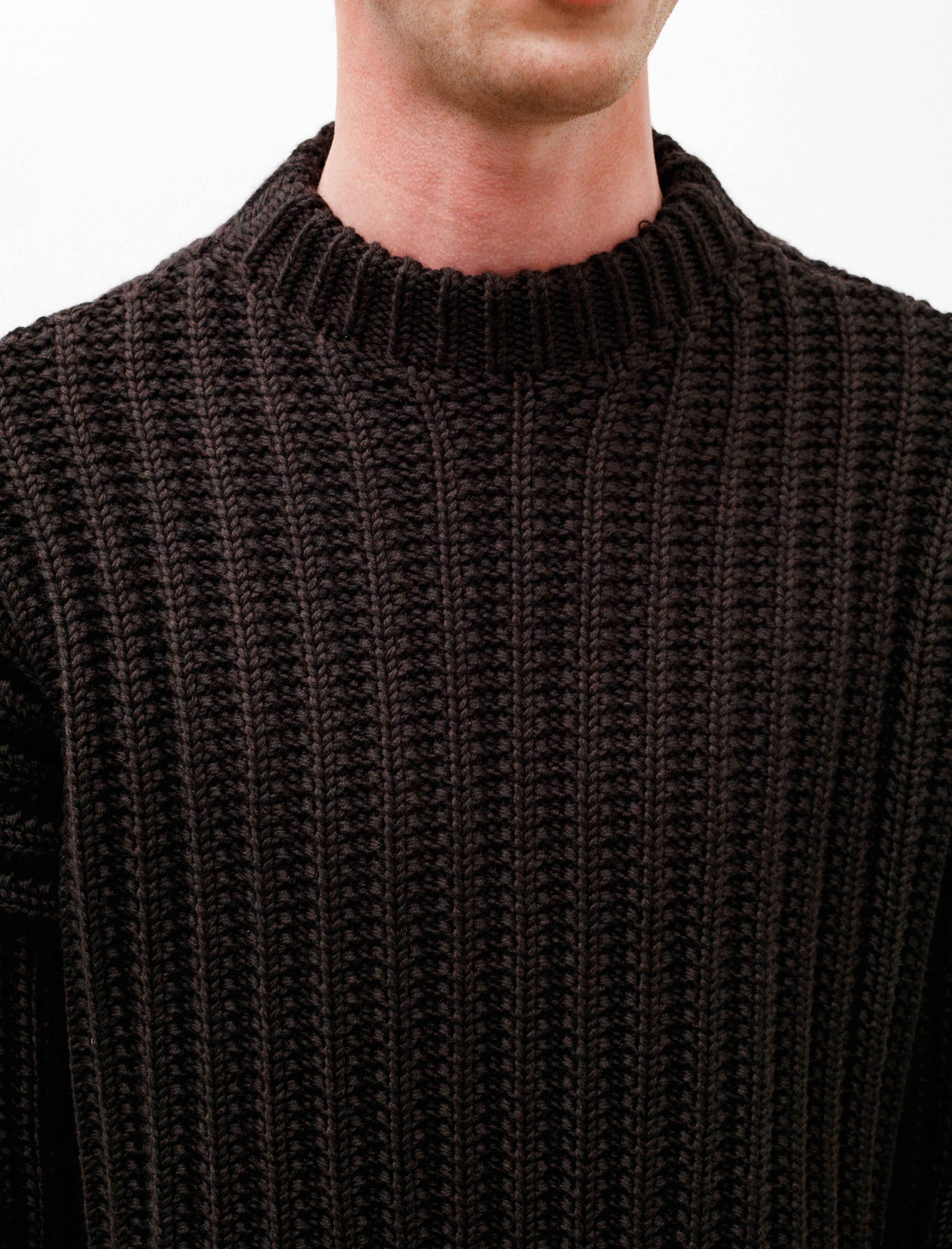 Mens De Niko Beige Turtleneck Sweater with Black Stripes