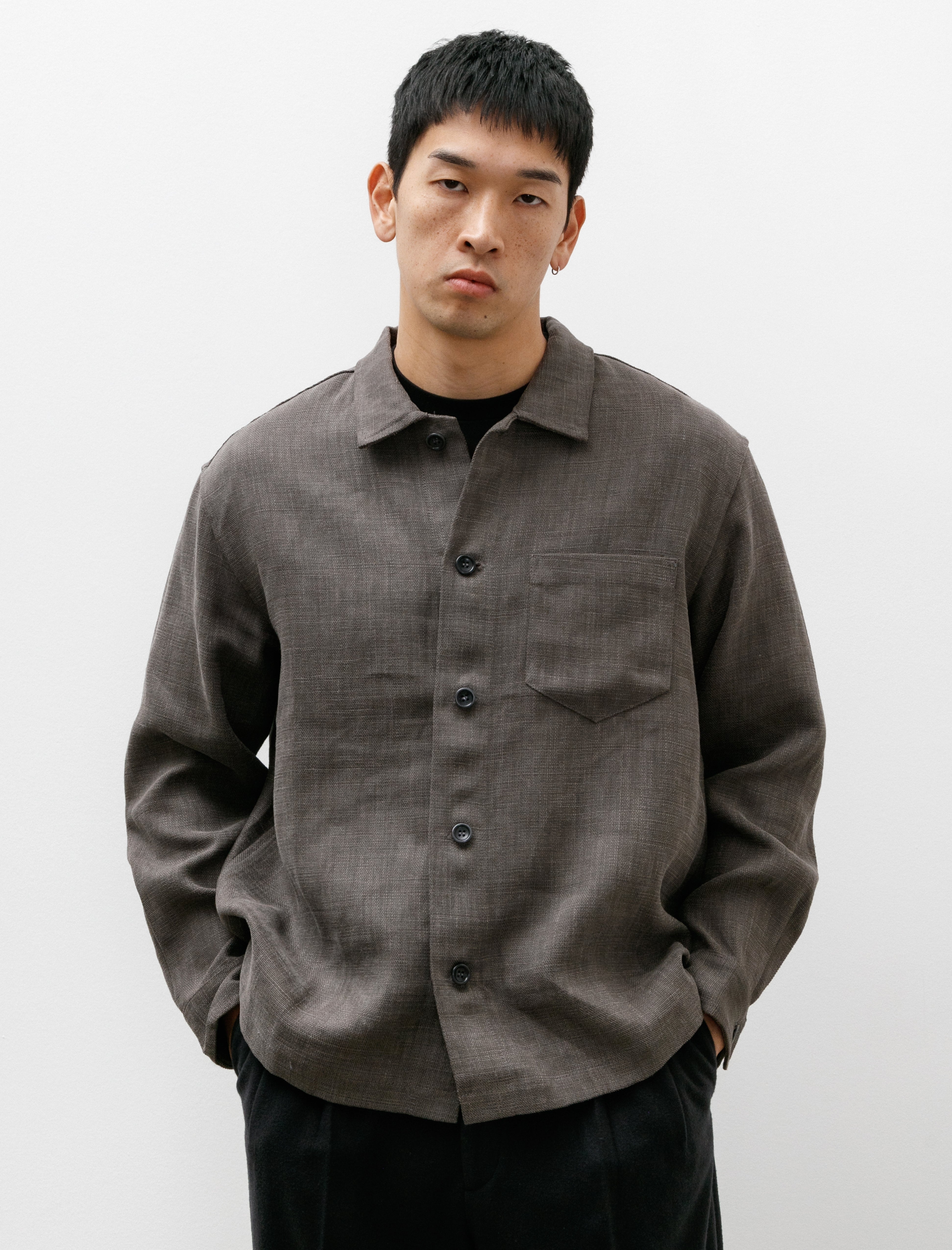 James Coward Travail Shirt Belgian Linen Lead