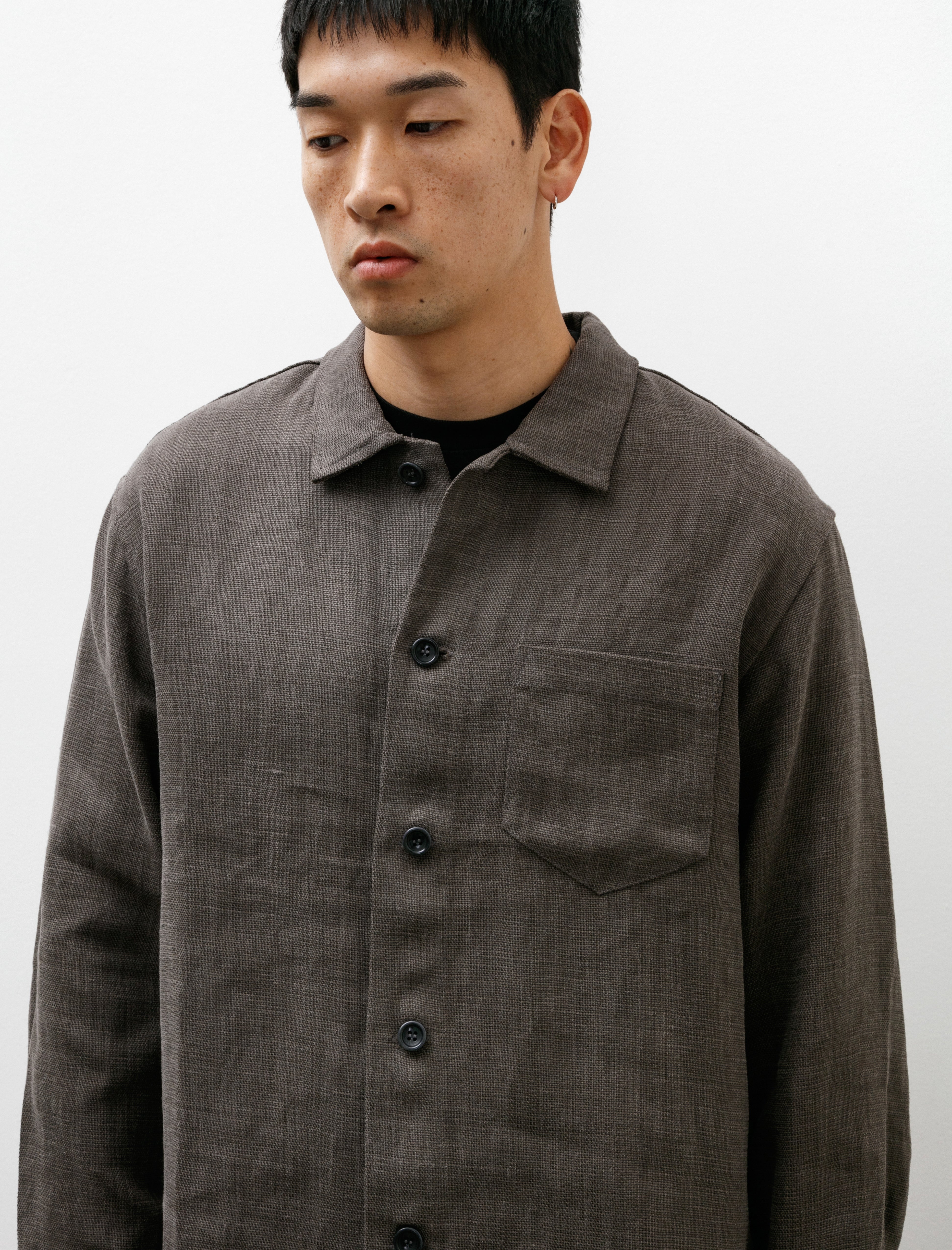 James Coward Travail Shirt Belgian Linen Lead