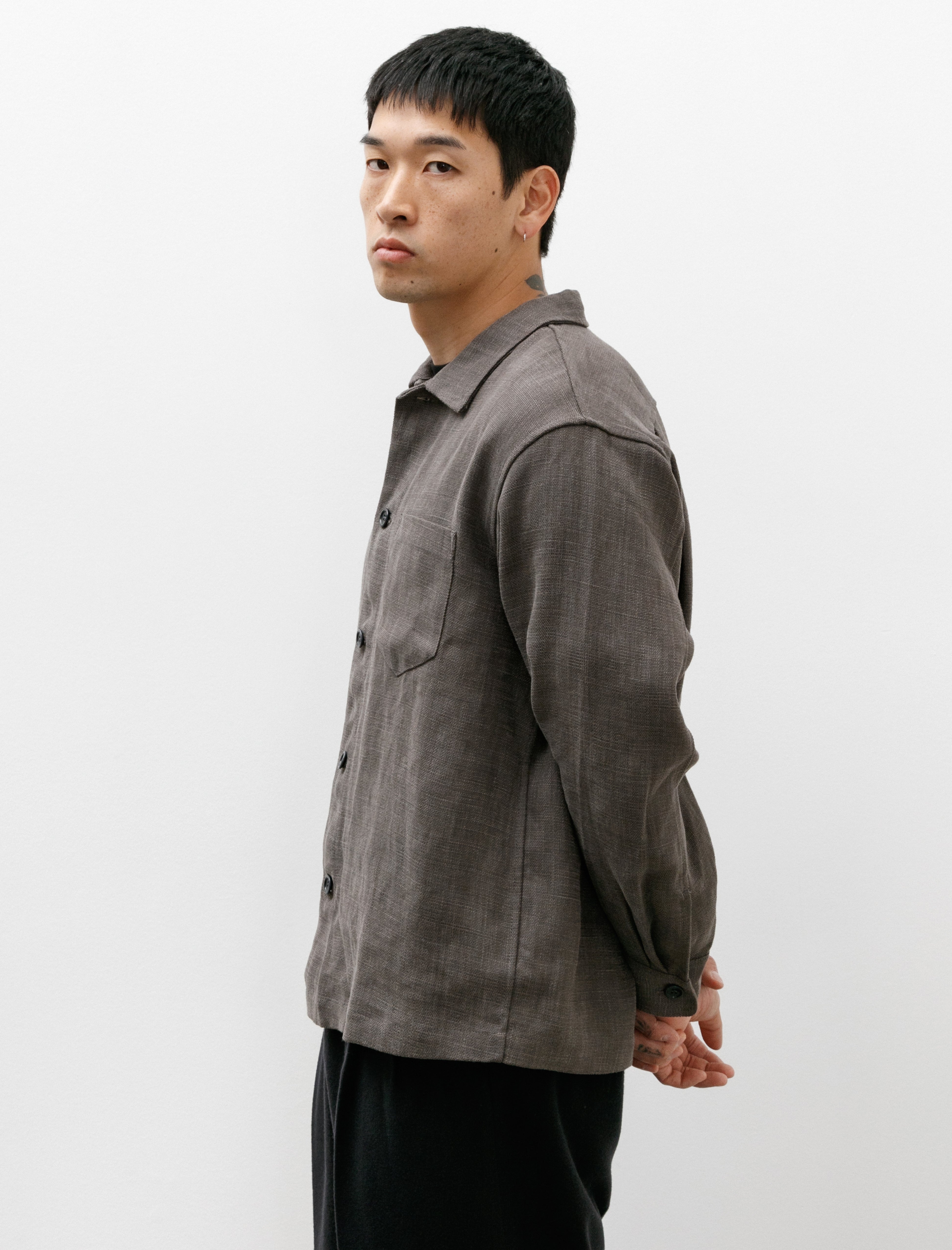 James Coward Travail Shirt Belgian Linen Lead