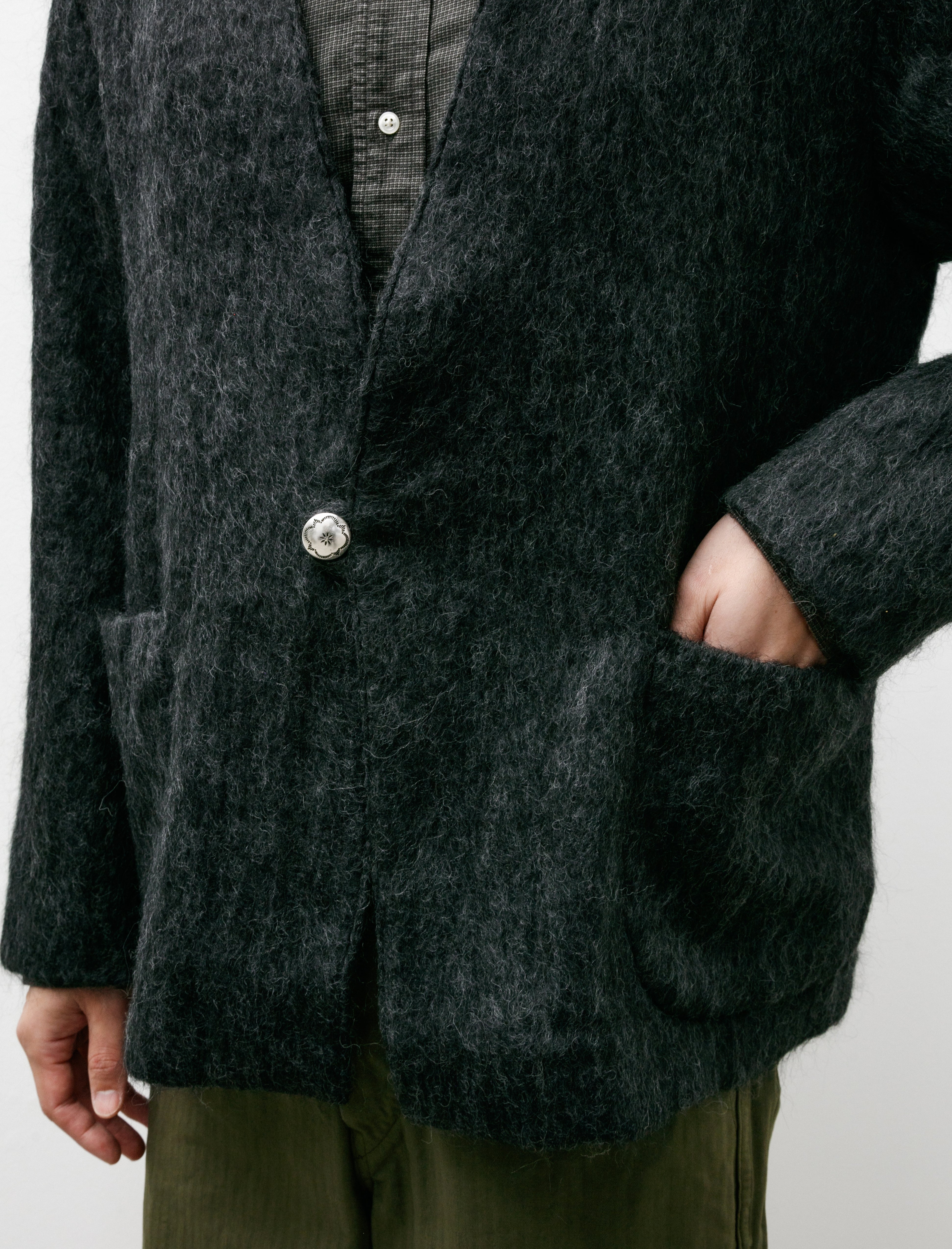 orSlow Mohair Cardigan Charcoal Grey