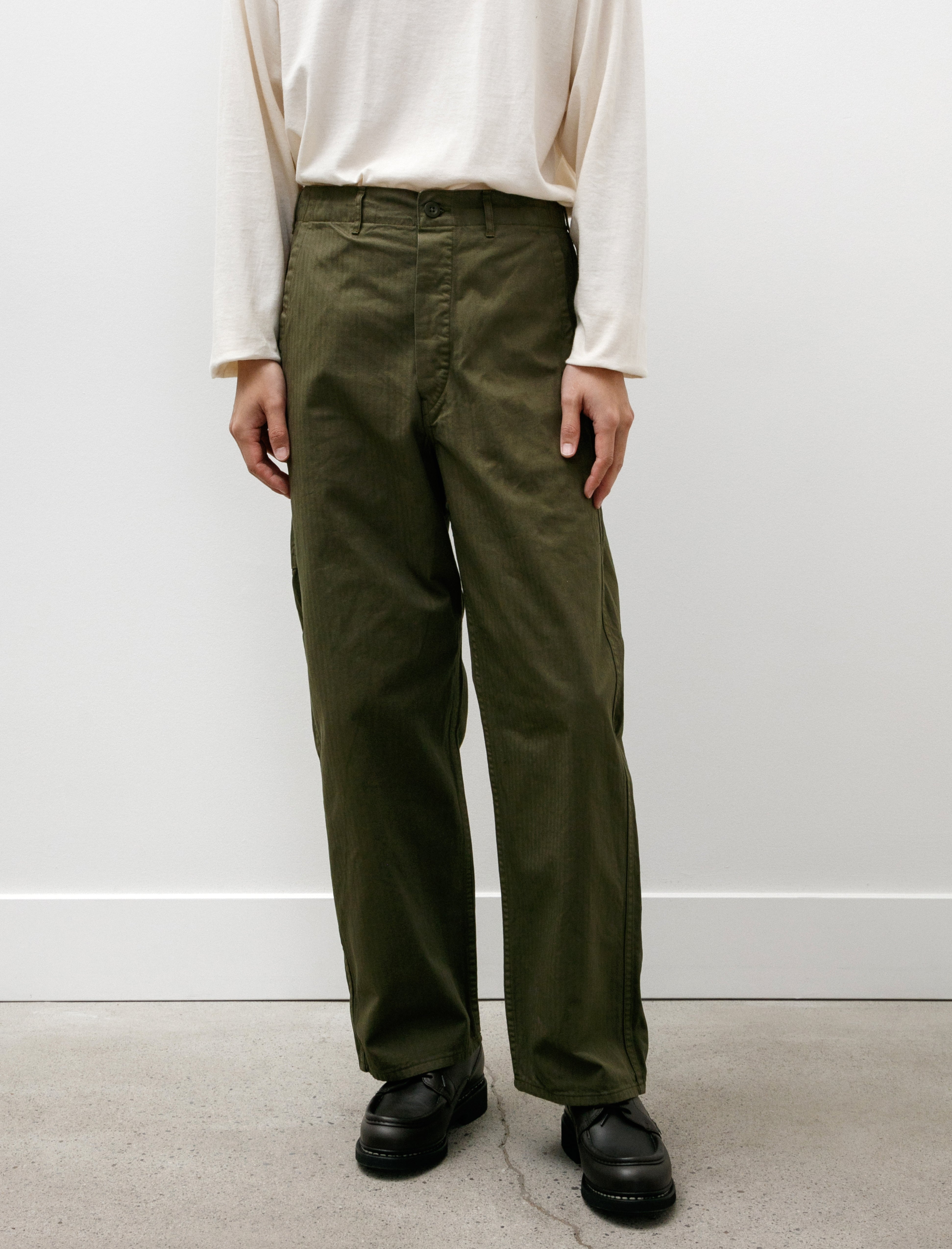 orSlow Wide Fit French Work Pants Army Green