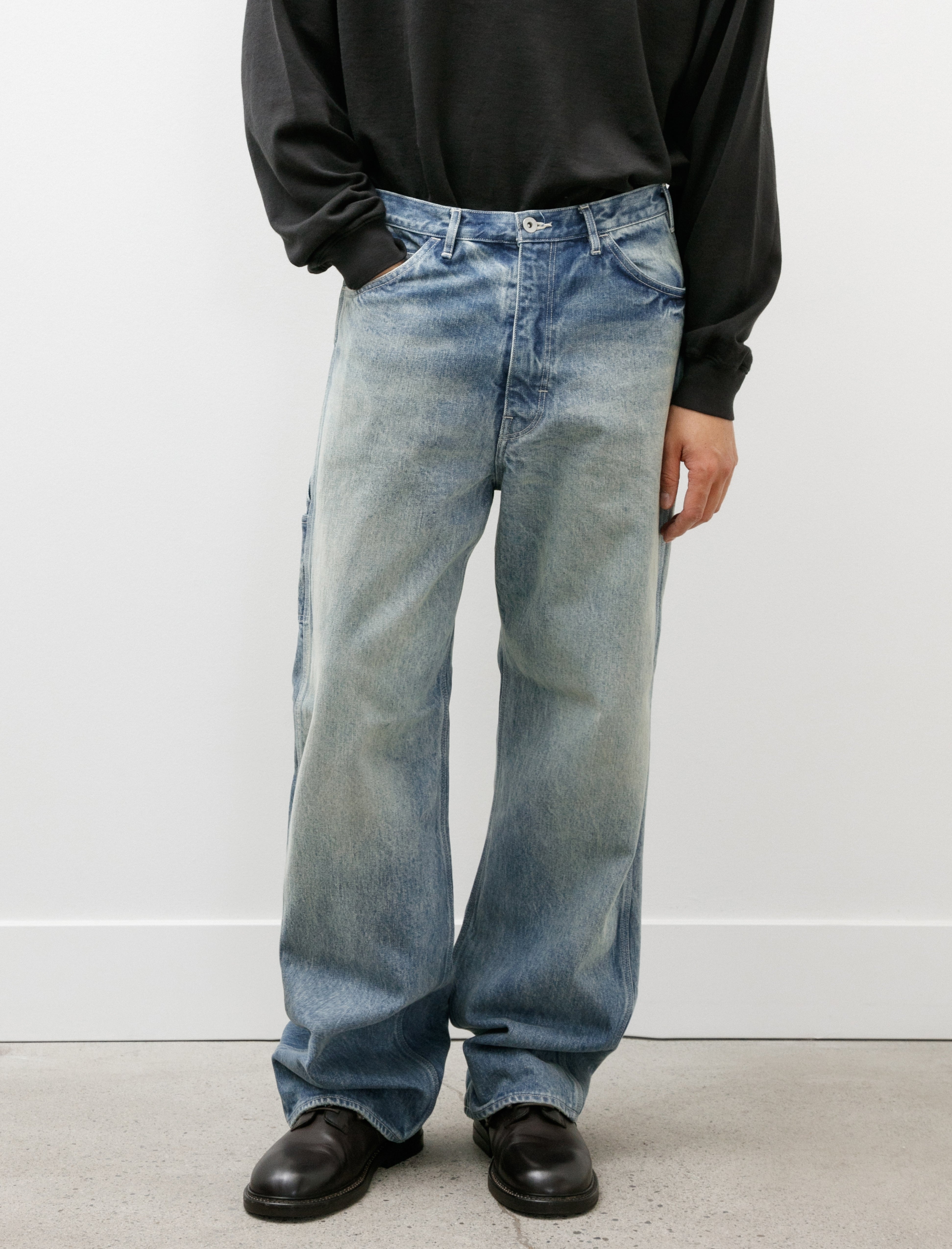 Auralee Selvedge Heavy Denim Painter Pants Faded Indigo