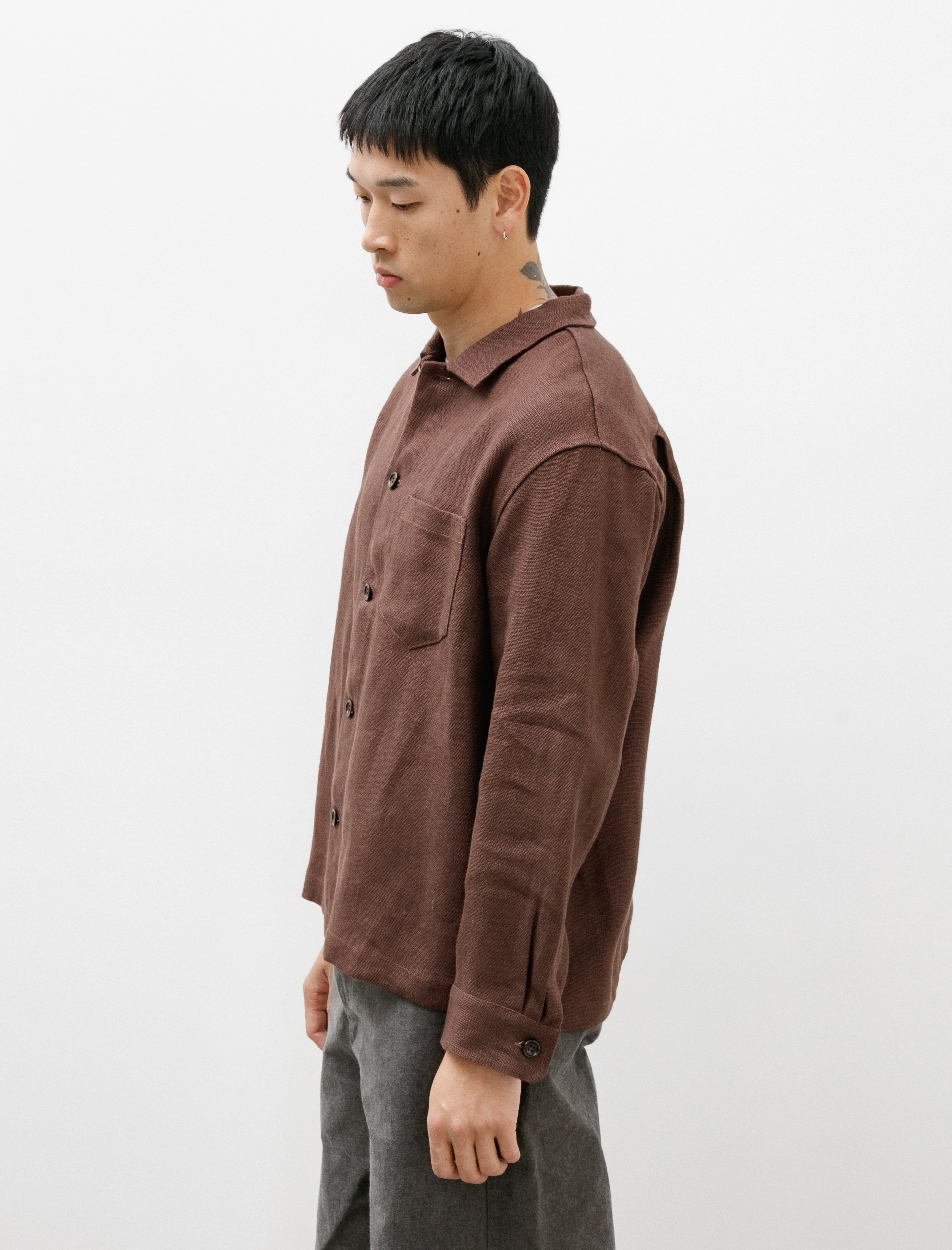 James Coward Travail Shirt Belgian Linen Chestnut