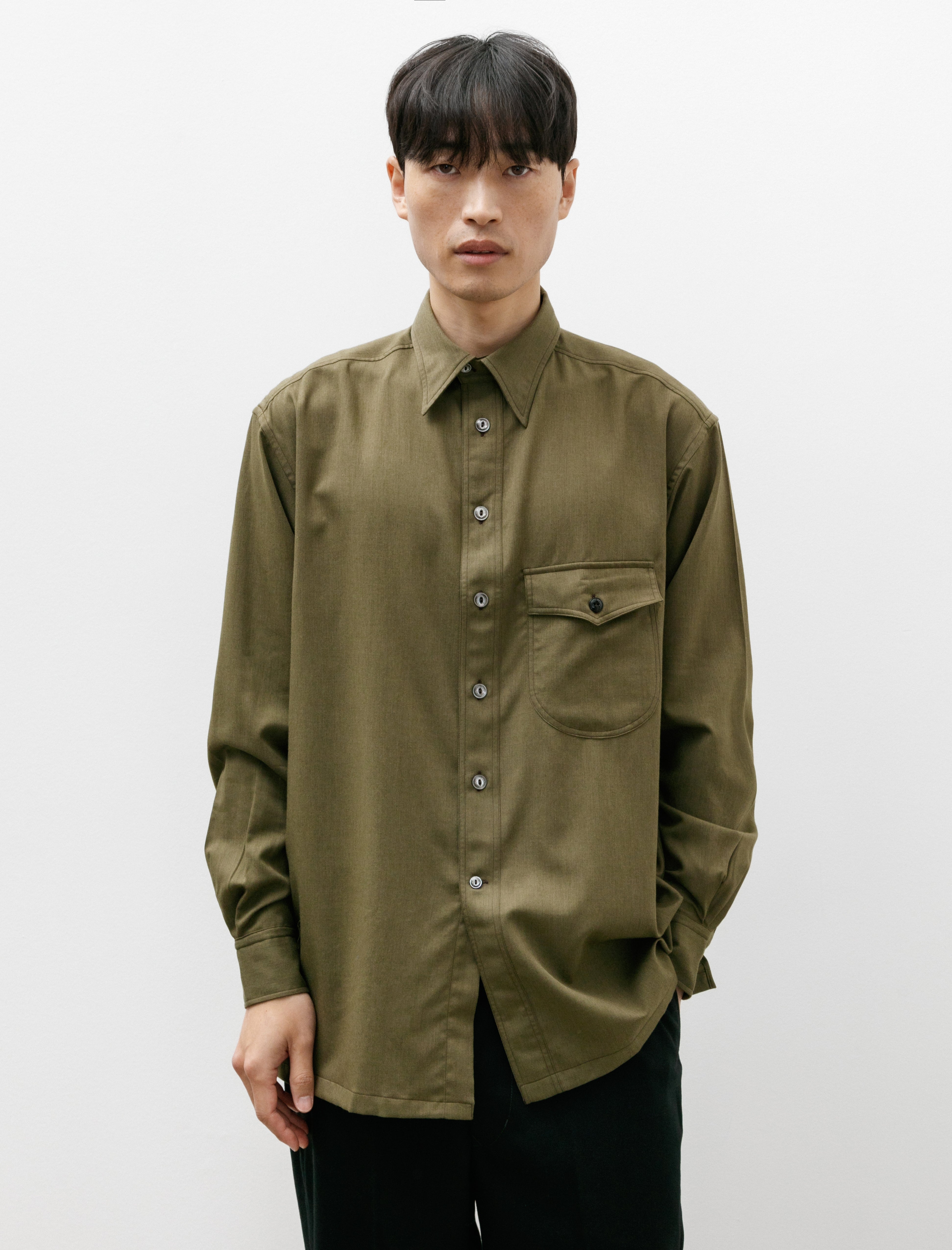 L.E.J Come Up To The Studio Shirt Khaki Green