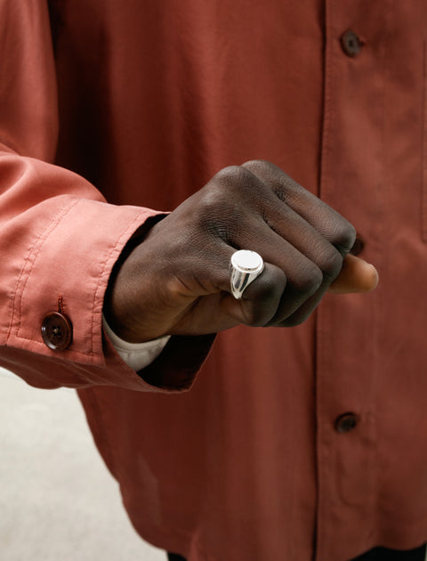 Bunney Oval Signet Ring Hammered Silver