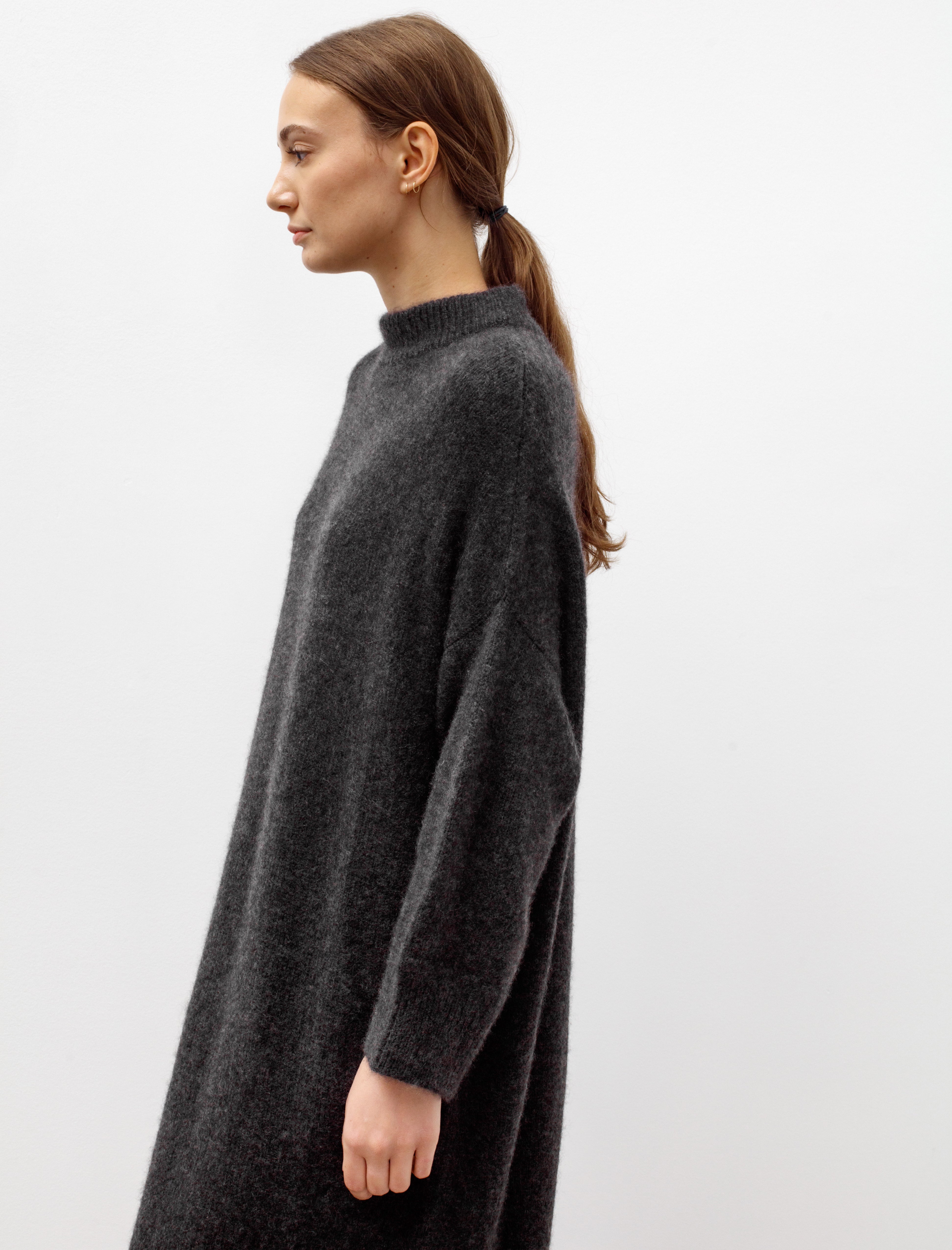 Dusan Oversized Roundneck Cashmere/Silk Dress Charcoal