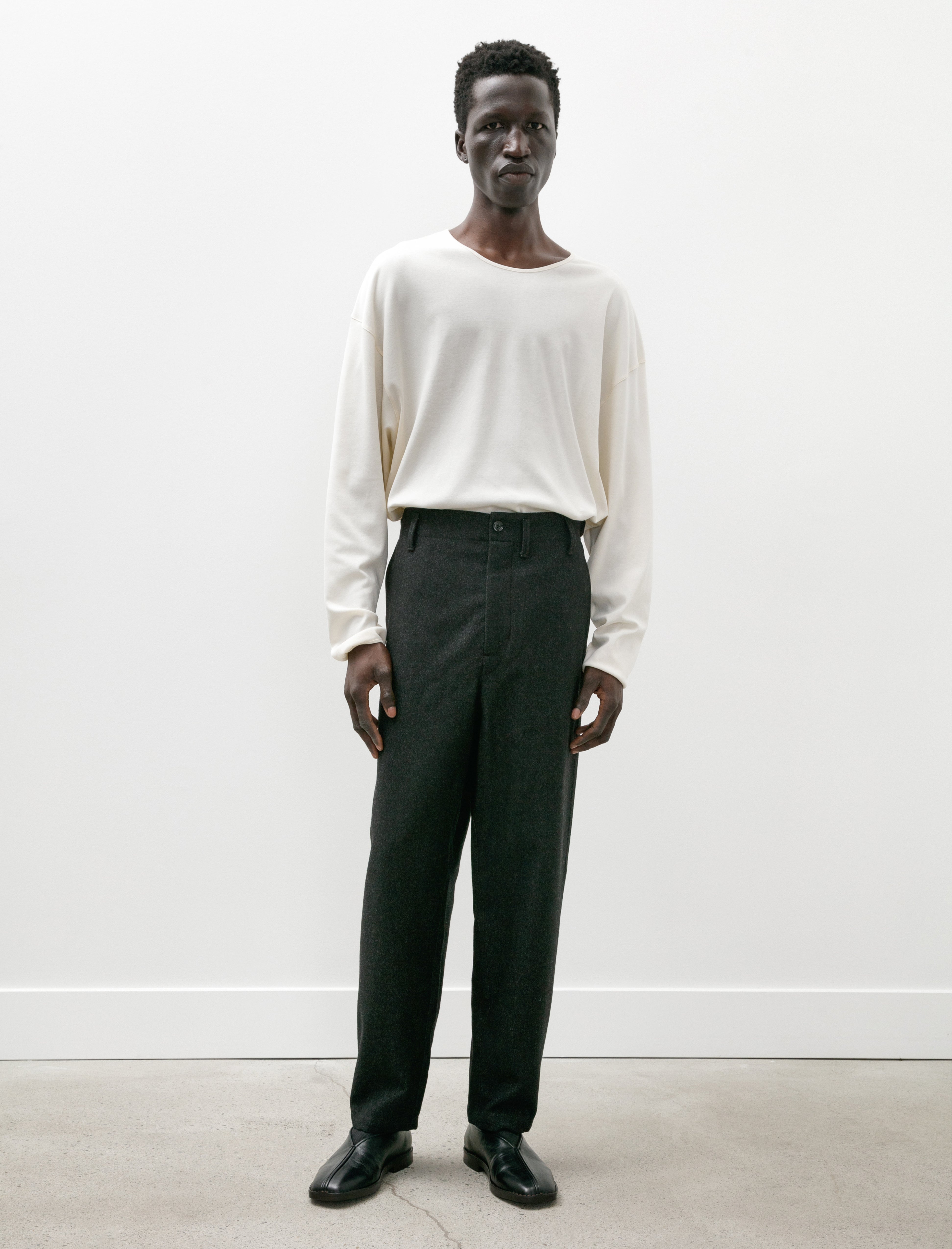 Lemaire Carrot Pants Black Grey Melange