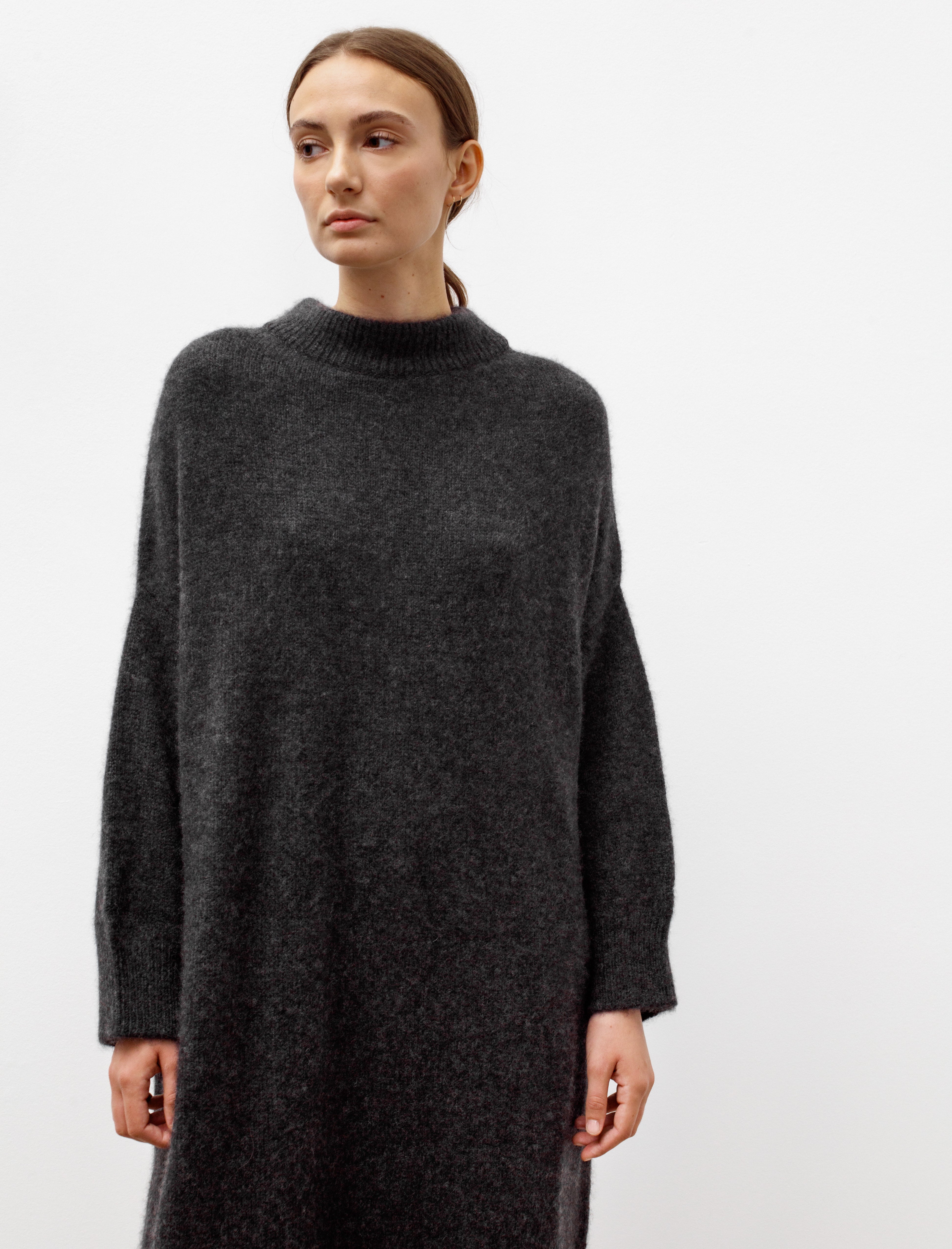 Dusan Oversized Roundneck Cashmere/Silk Dress Charcoal