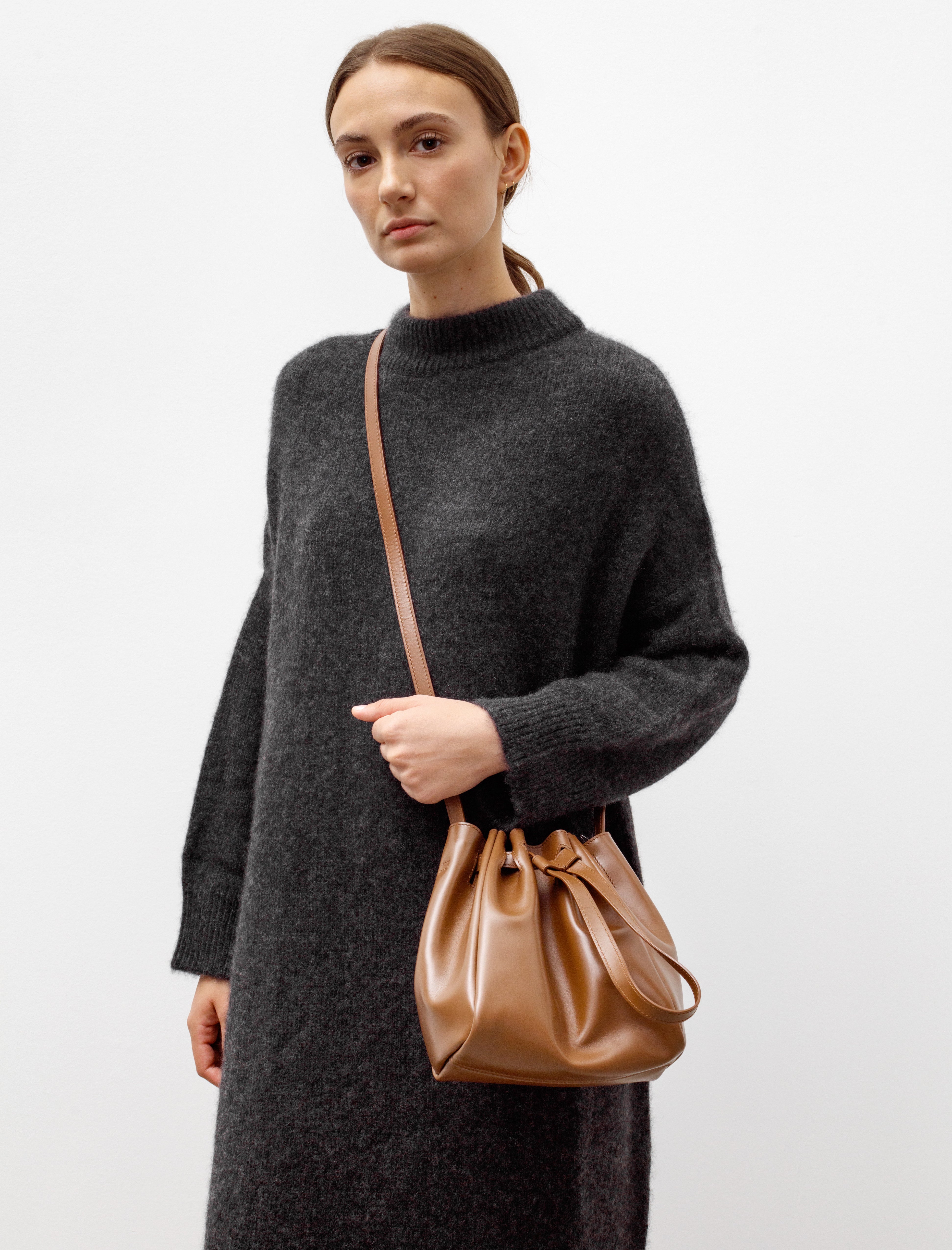 Dusan Pleated Bucket Bag Africa Brown